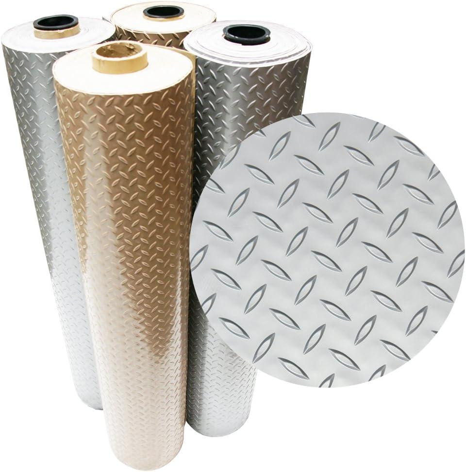 Beige Diamond Plate PVC Flooring Roll 4' x 8'