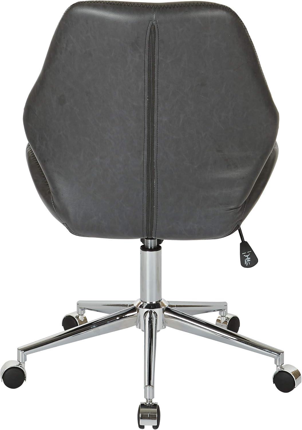 OSP Home Furnishings Chatsworth Office Chair in Black Faux Leather with Chrome Base