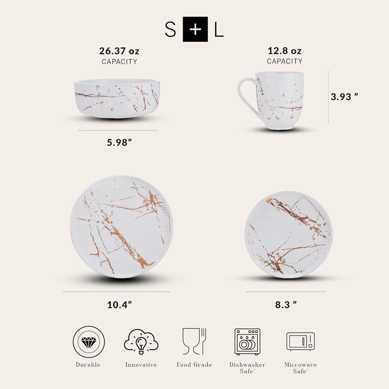 Stone Lain Zora 32-Piece Porcelain Dinnerware Set, Service for 8, White