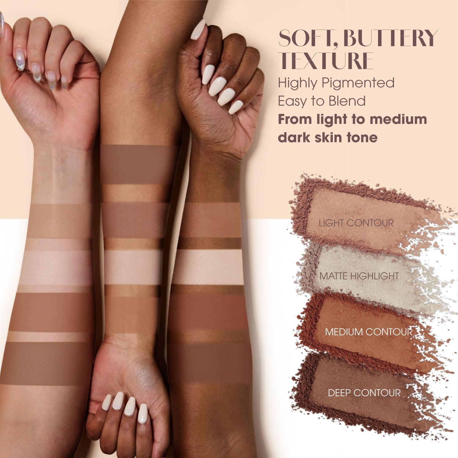 Contour Palette Powder Contour Kit - Contouring Makeup Palette With Mirror - 4 Highly Pigmented Matte Colors For Contouring And Highlighting - Vegan, Cruelty Free And Hypoallergenic