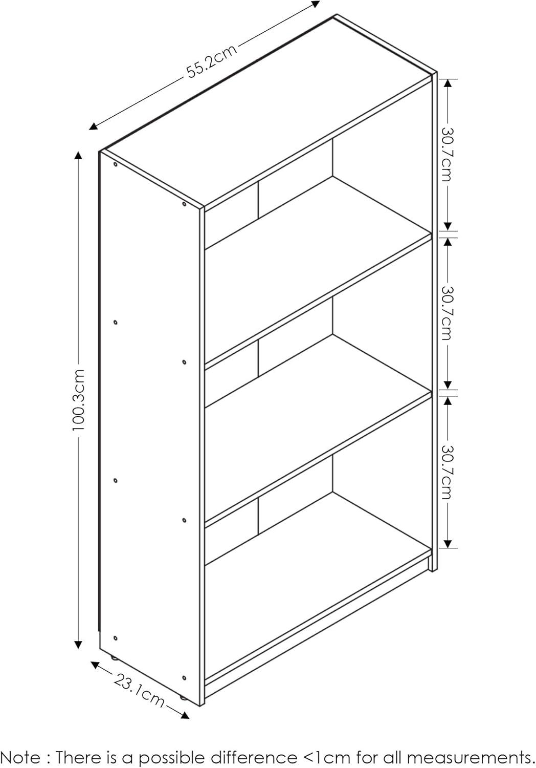 Furinno Basic 3 - Tier Bookcase Storage Shelves, Dark Brown