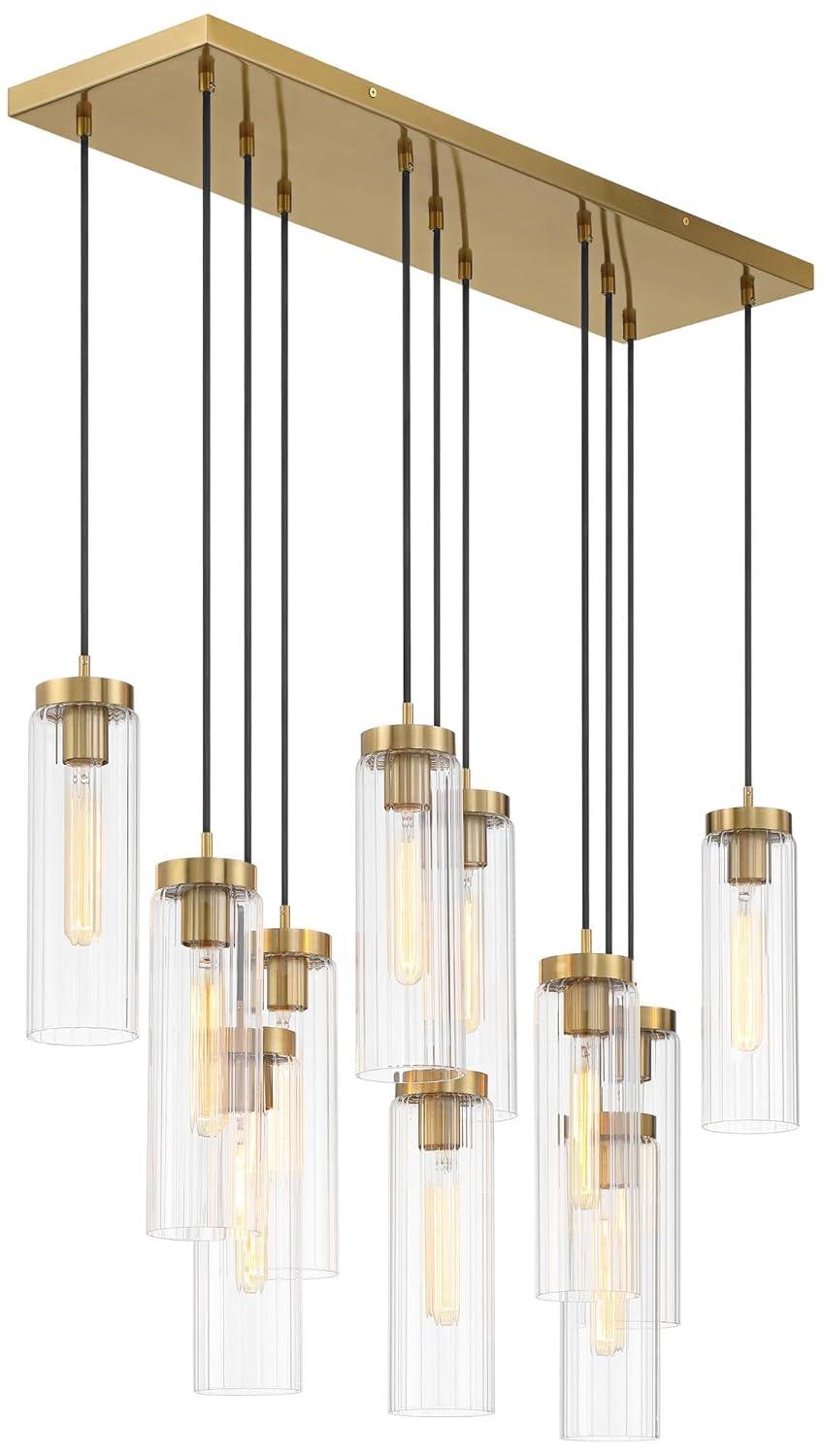 Possini Euro Design Marika 32" Modern Pendant Chandelier Ceiling Light Fixture Dining Room Over Table Kitchen Island Multi-Light Soft Gold Finish