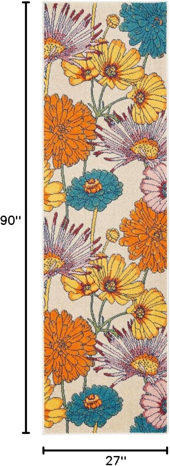 Nourison Allur Oversized Flowers Indoor Area Rug Ivory Multicolor 2'3" x 7'6"