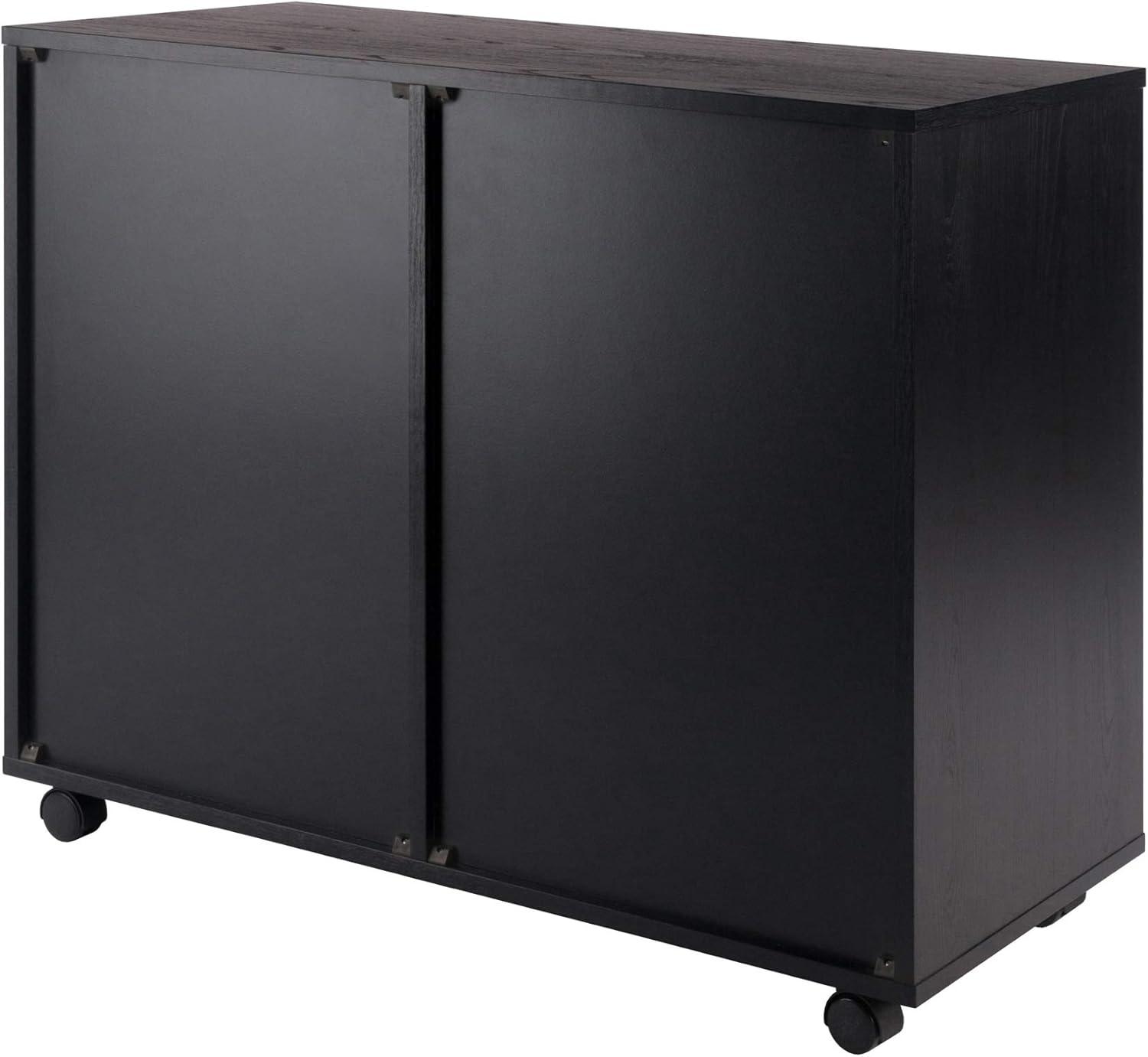 Halifax 2 Sections Mobile Storage Cabinet Black - Winsome: Wheeled Organizer with Locking Casters