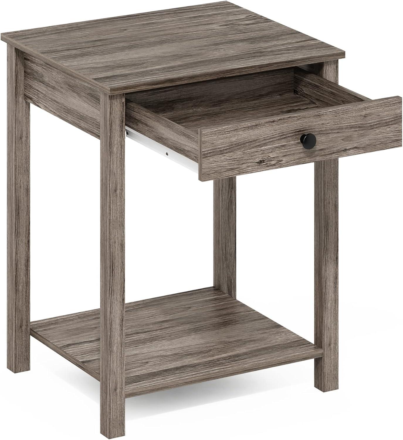 Furinno Classic Side Table with Drawer, Rustic Oak