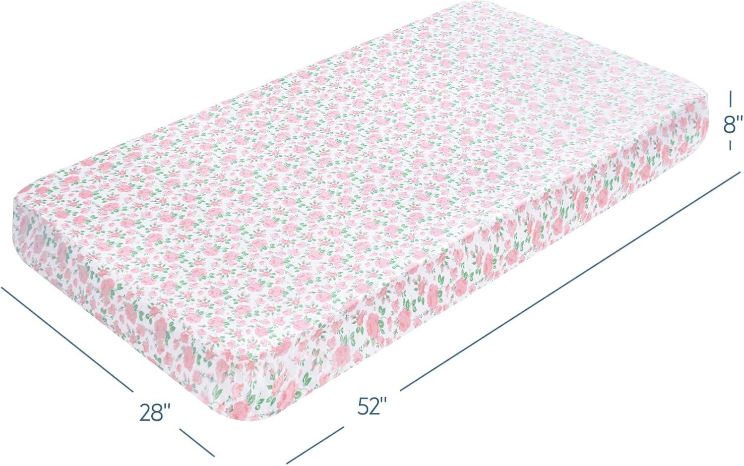 The Peanutshell Fitted Crib Sheet Set for Baby Girls, Daisy, 4 Pack | Pink, Mauve