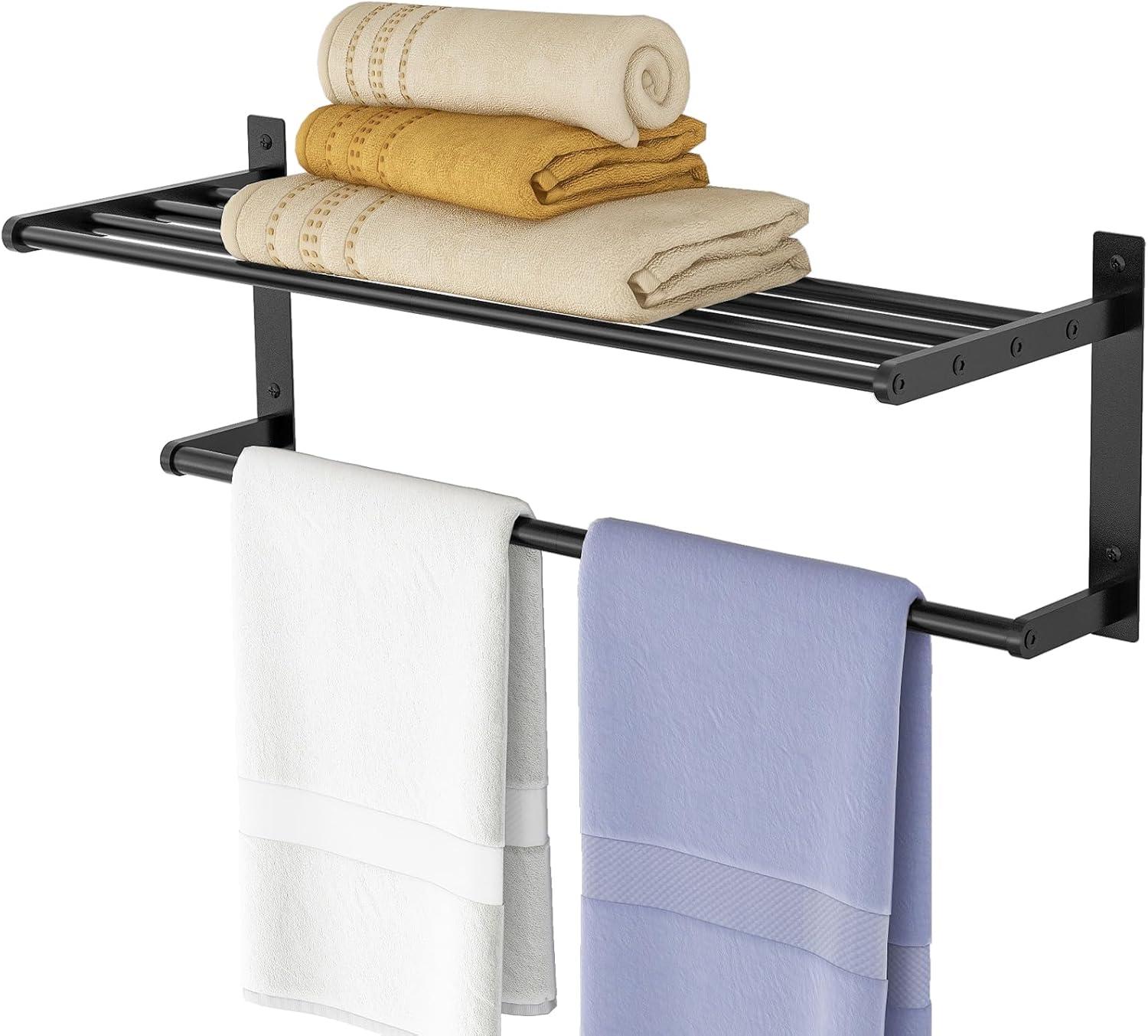 Matte Black Stainless Steel Wall-Mounted Double Towel Rack