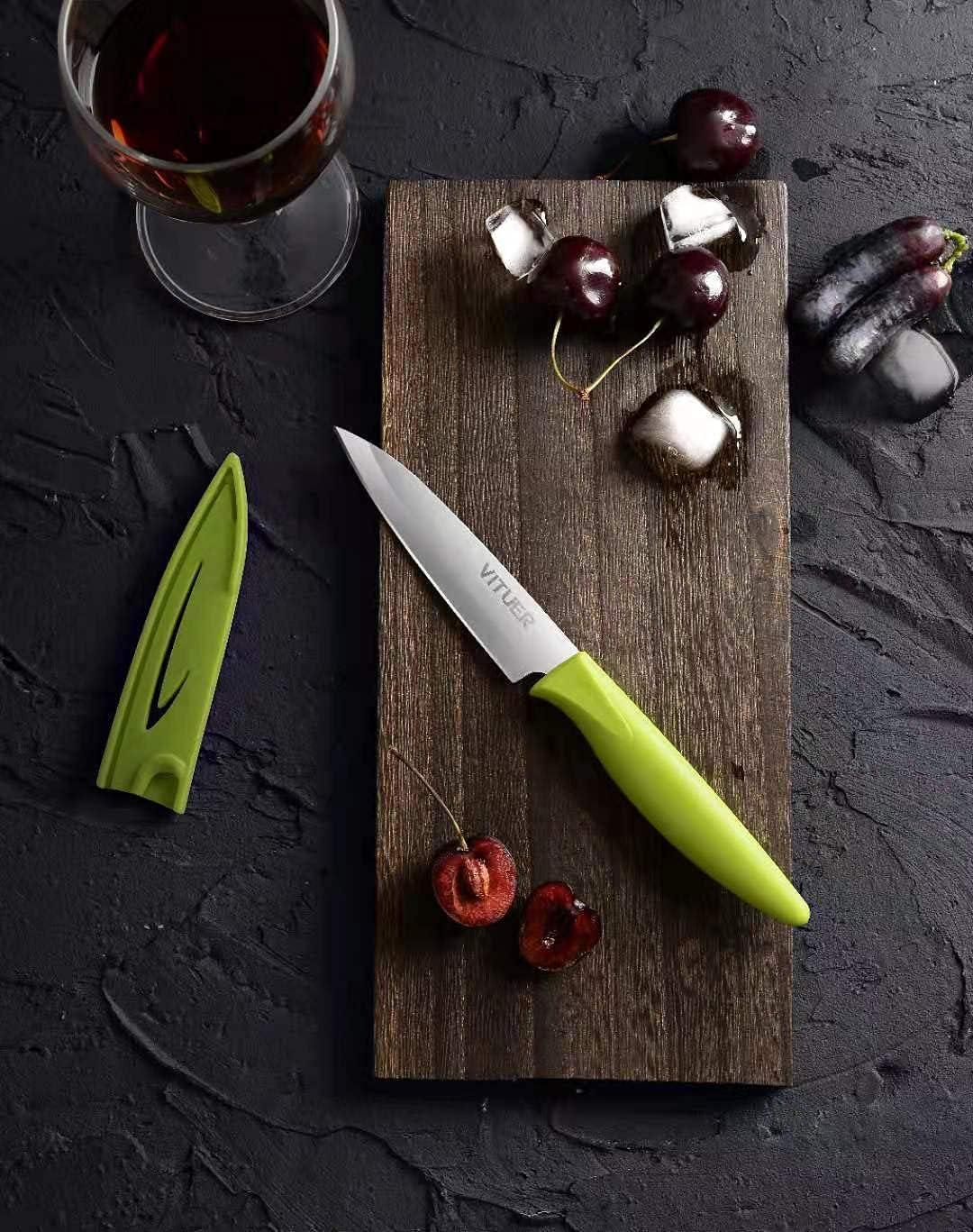 Paring knife, 4PCS Paring knives (4 Knives and 4 Knife cover), 4 Inch Peeling Knife, Fruit and Vegetable Knife, Ultra Sharp Kitchen Knives, German Steel, PP Plastic Handle