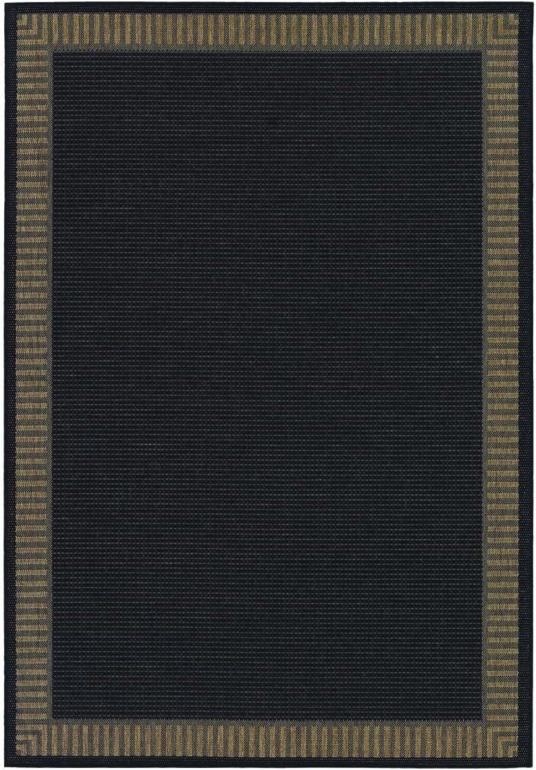 Black Synthetic Flat Woven Reversible Area Rug 70" x 110"