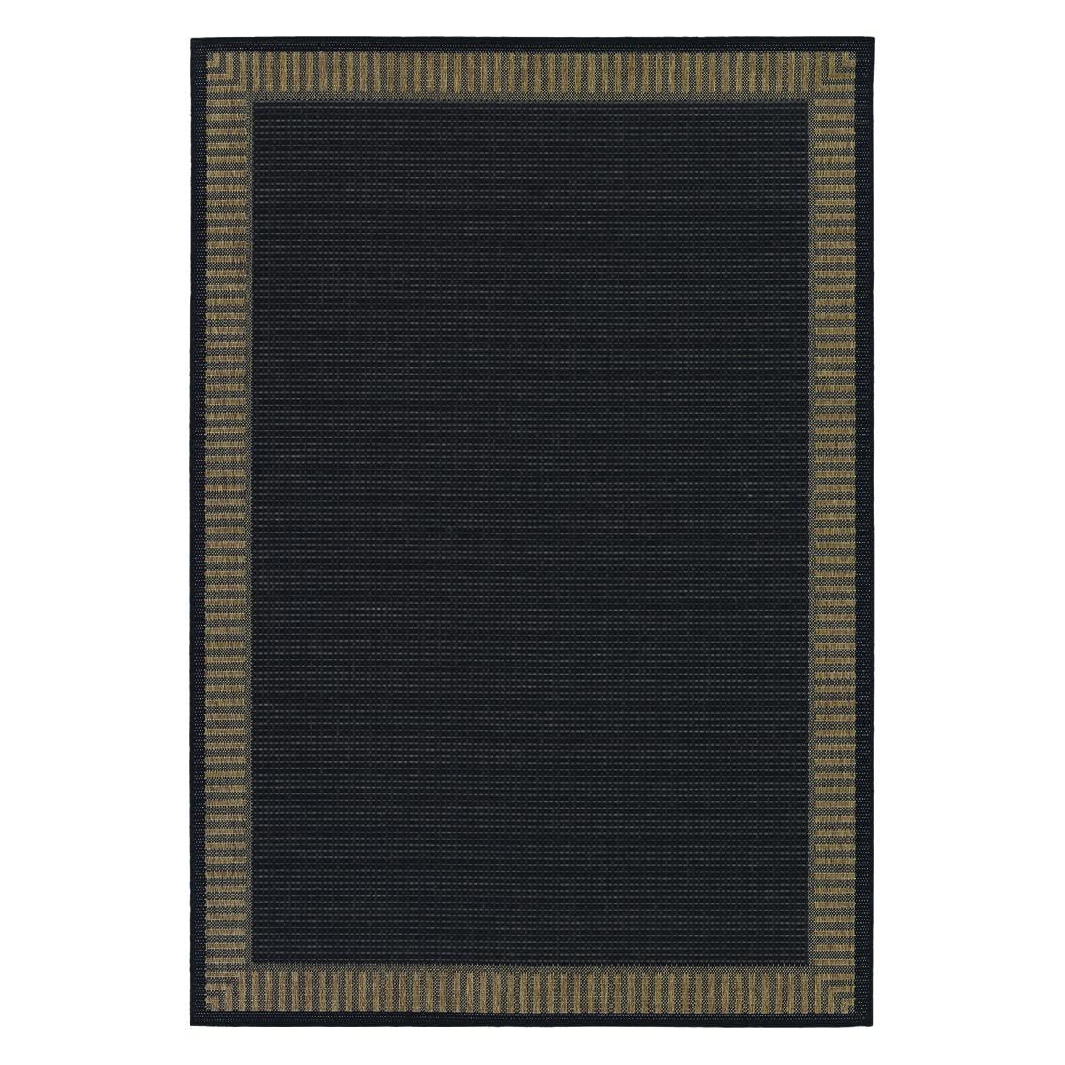 Black Synthetic Flat Woven Reversible Area Rug 70" x 110"