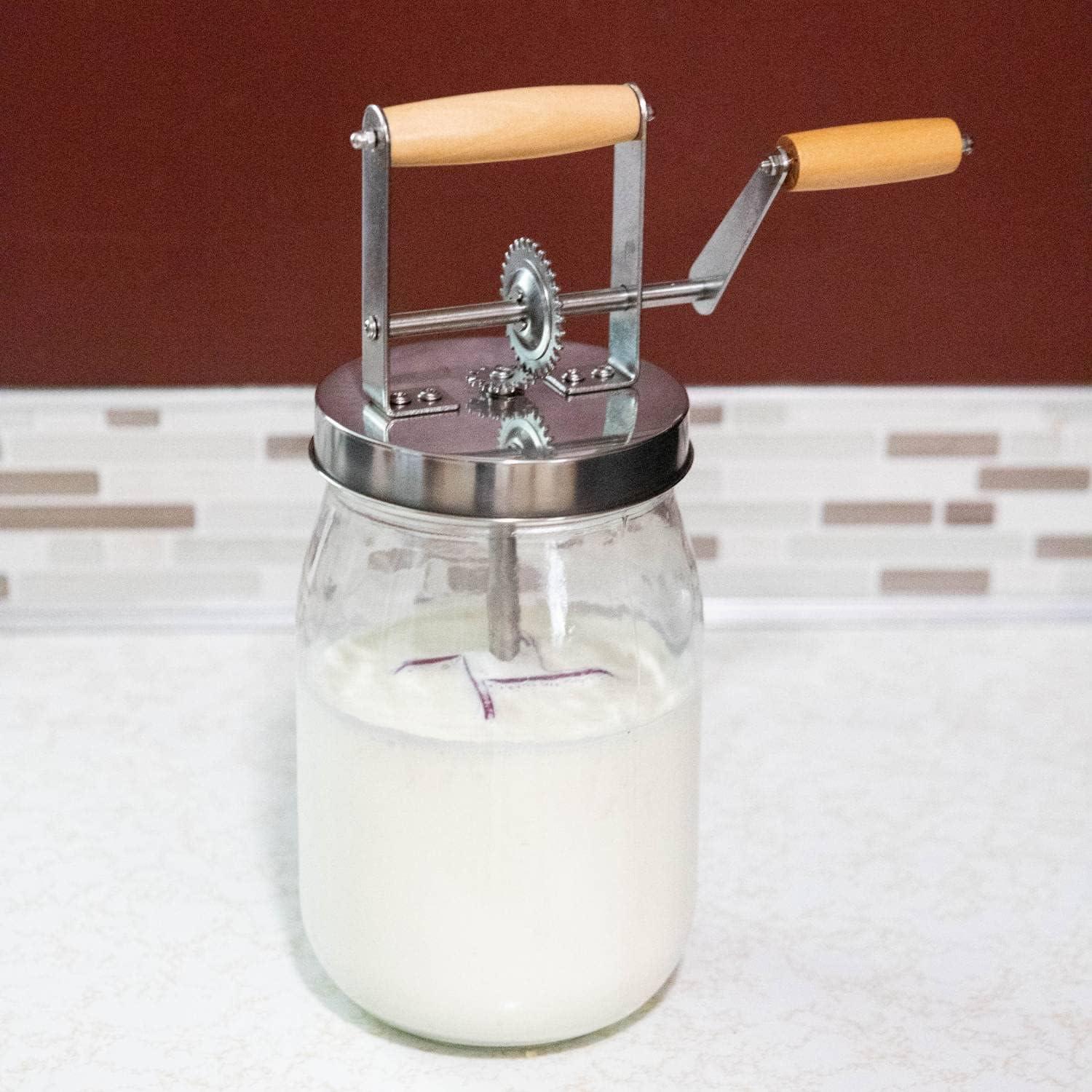 Lehman's Dazey Butter Churn, Vintage Style Non-Electric Hand Crank, Makes up to 8 oz in 10 to 15 Minutes, 11 inches high