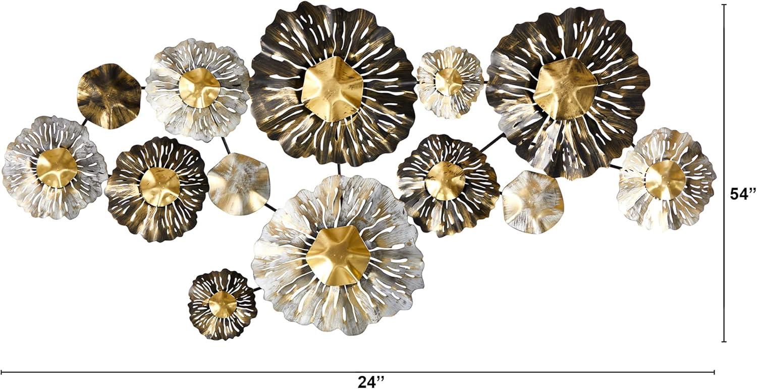 Nearly Natural Modern,Mid-Century,Contemporary Layered Floral Everyday Decorative Metal Art