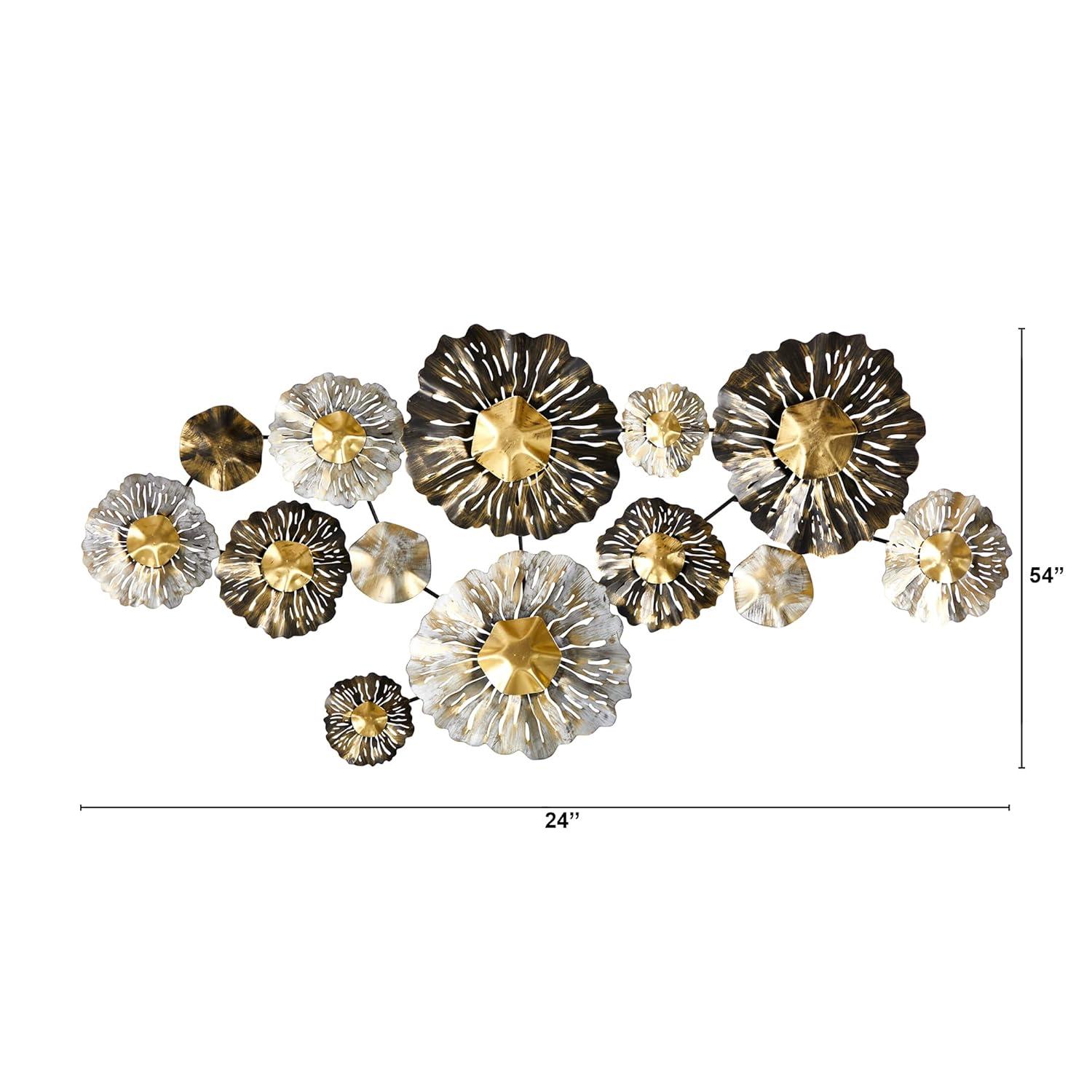 Nearly Natural Modern,Mid-Century,Contemporary Layered Floral Everyday Decorative Metal Art