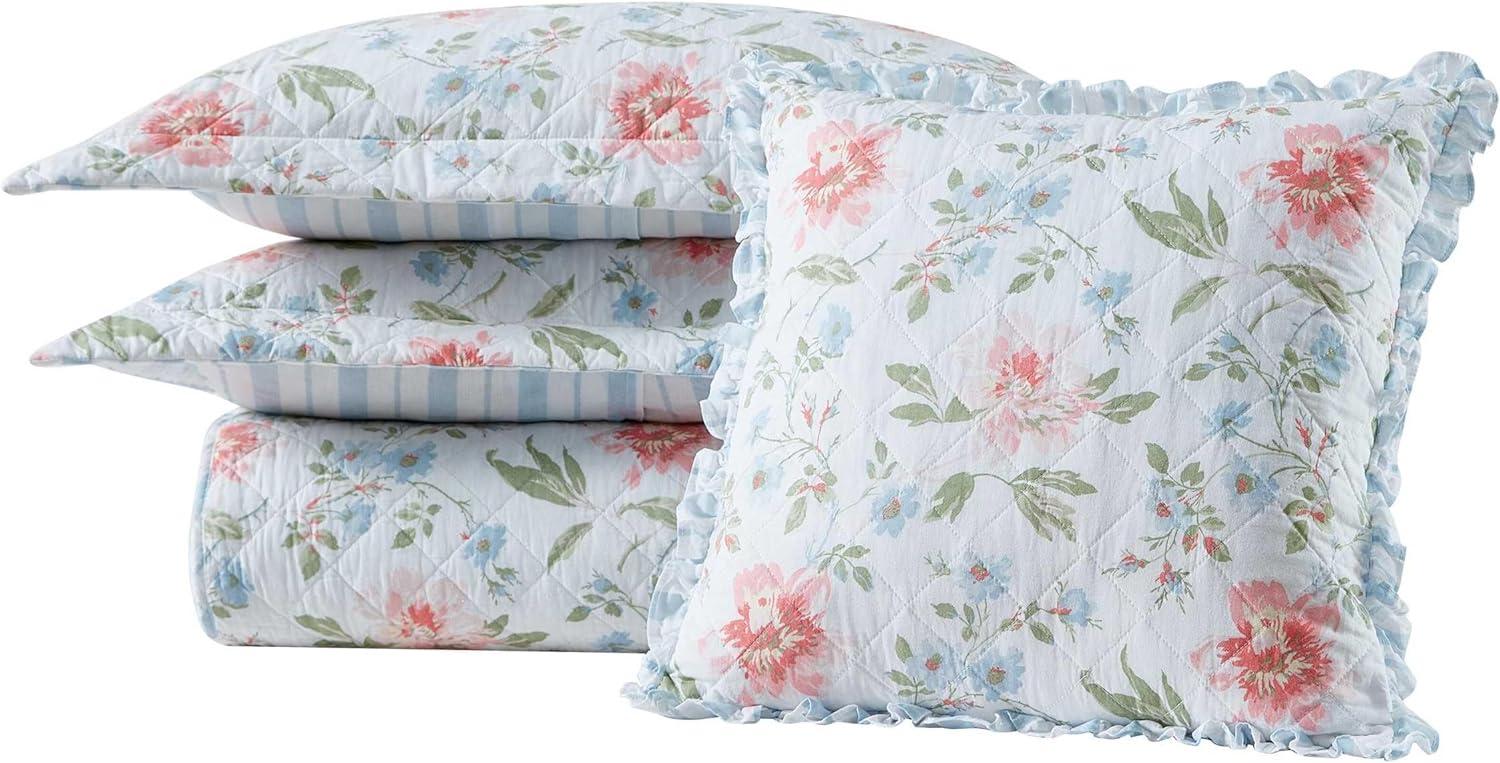 Emilie Blue Standard Cotton Quilt Set