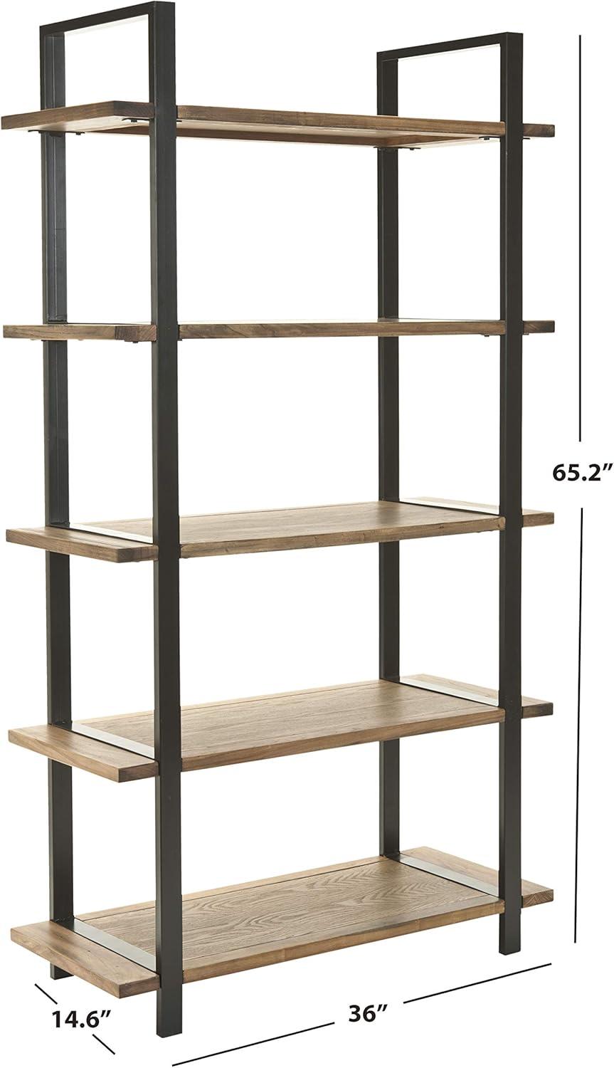 Scott Oak and Black Metal 5-Tier Etagere