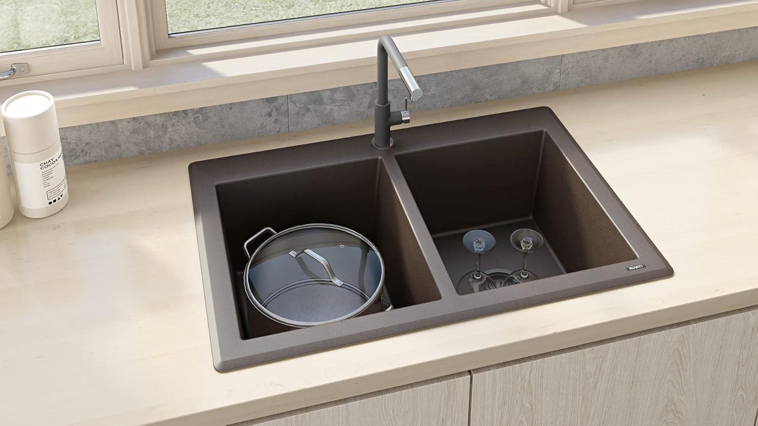 Ruvati 33 x 22 inch epiGranite Top-Mount Granite Composite Kitchen Sink