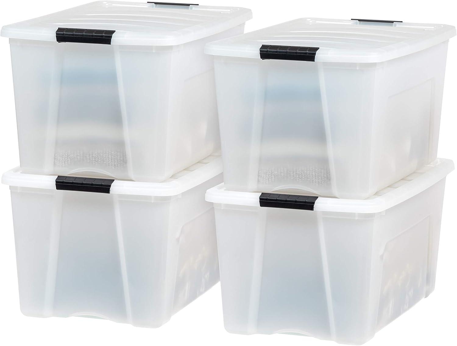 72qt Plastic Storage Bins with Lids and Secure Latching Buckles - 4 Pack