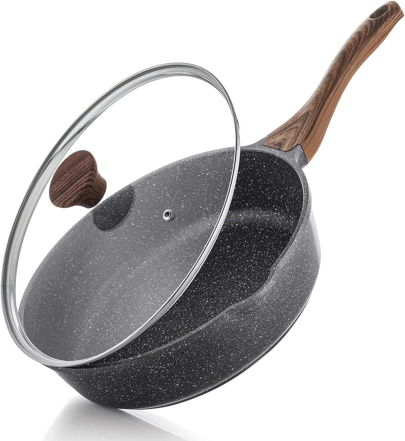 10-Inch Gray Nonstick Aluminum Frying Pan with Lid