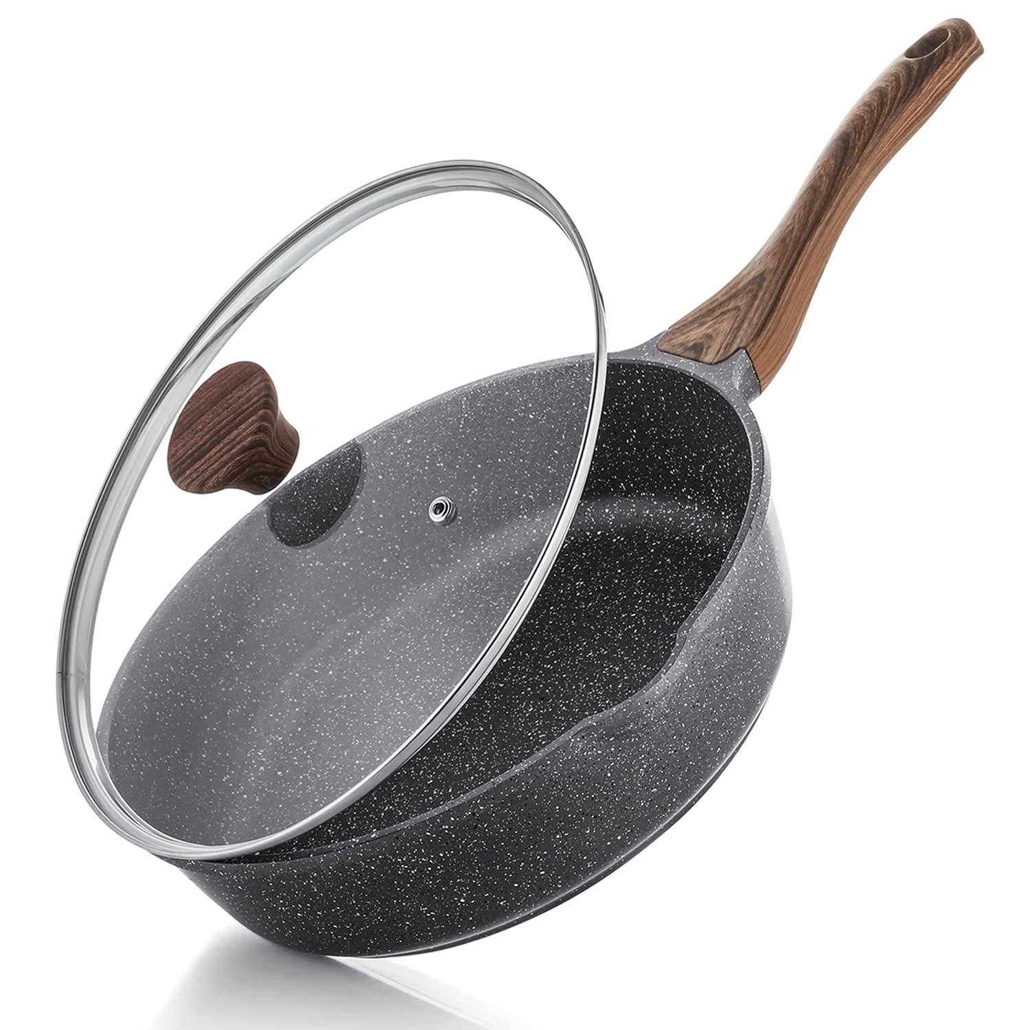 10-Inch Gray Nonstick Aluminum Frying Pan with Lid