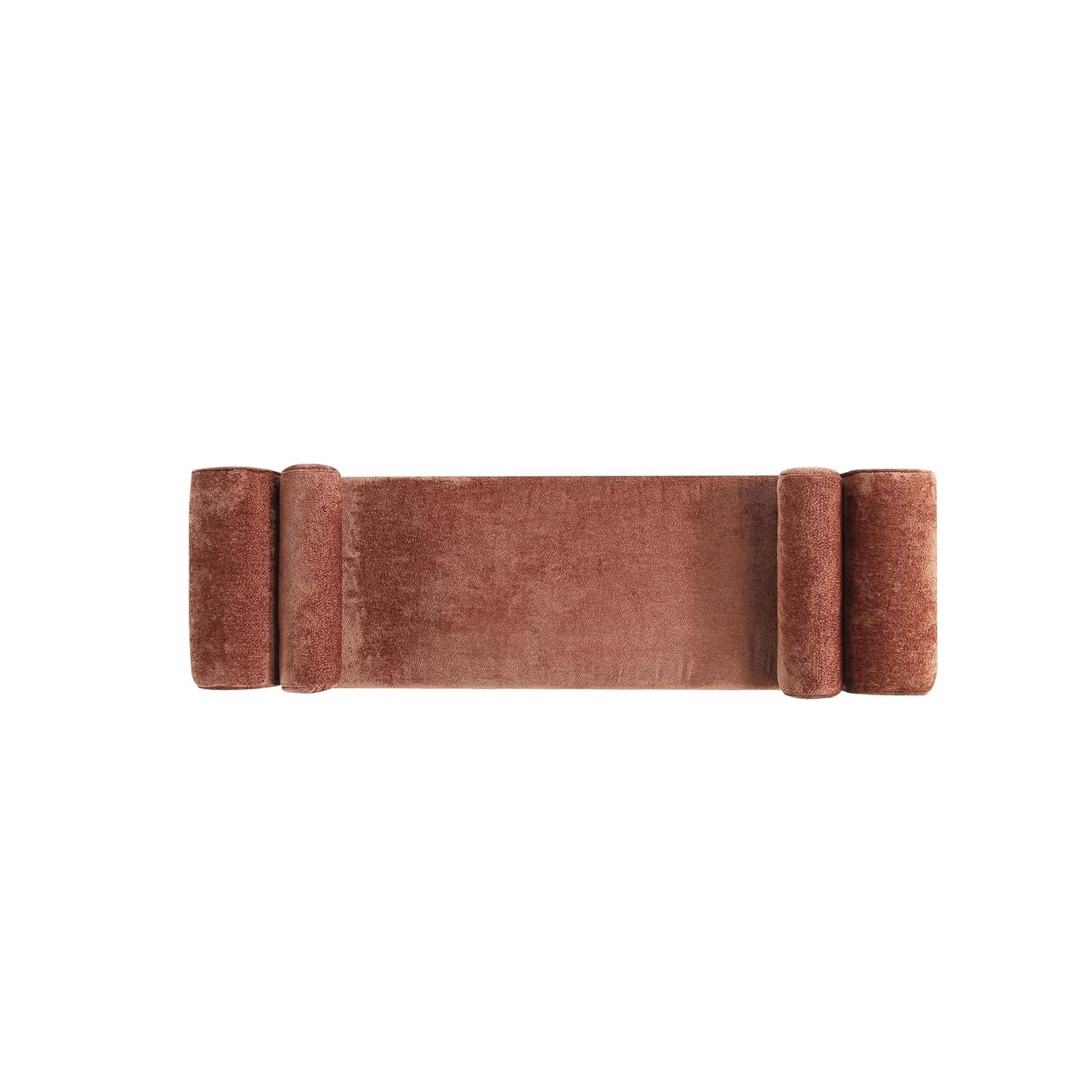 Manhattan Comfort 59" Concord Modern Chenille Upholstered Bench Terracotta
