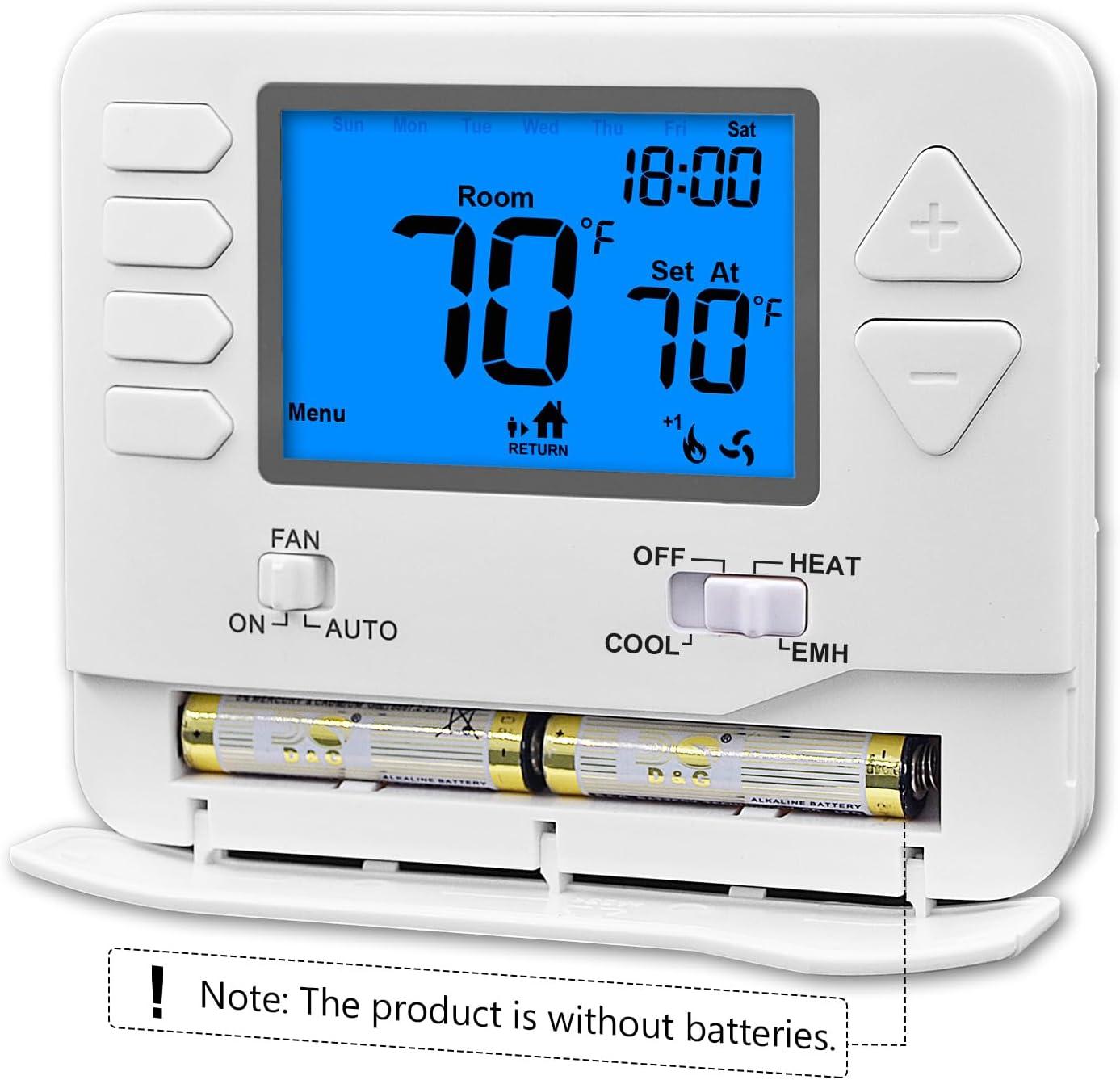 White Programmable Digital Heat Pump Thermostat with Mounting Hardware