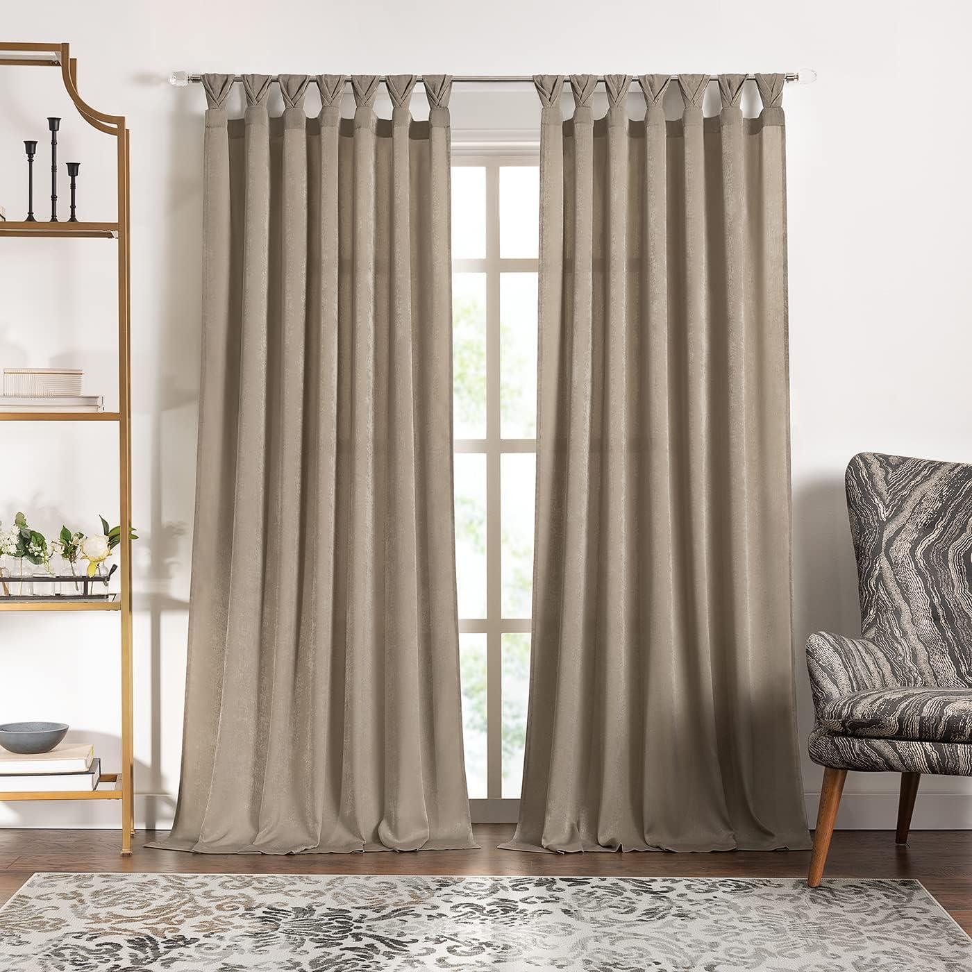 Achim Home Furnishing: Peri Window Curtain Panels with Tulip Tab Top, Taupe, 52" x 63"