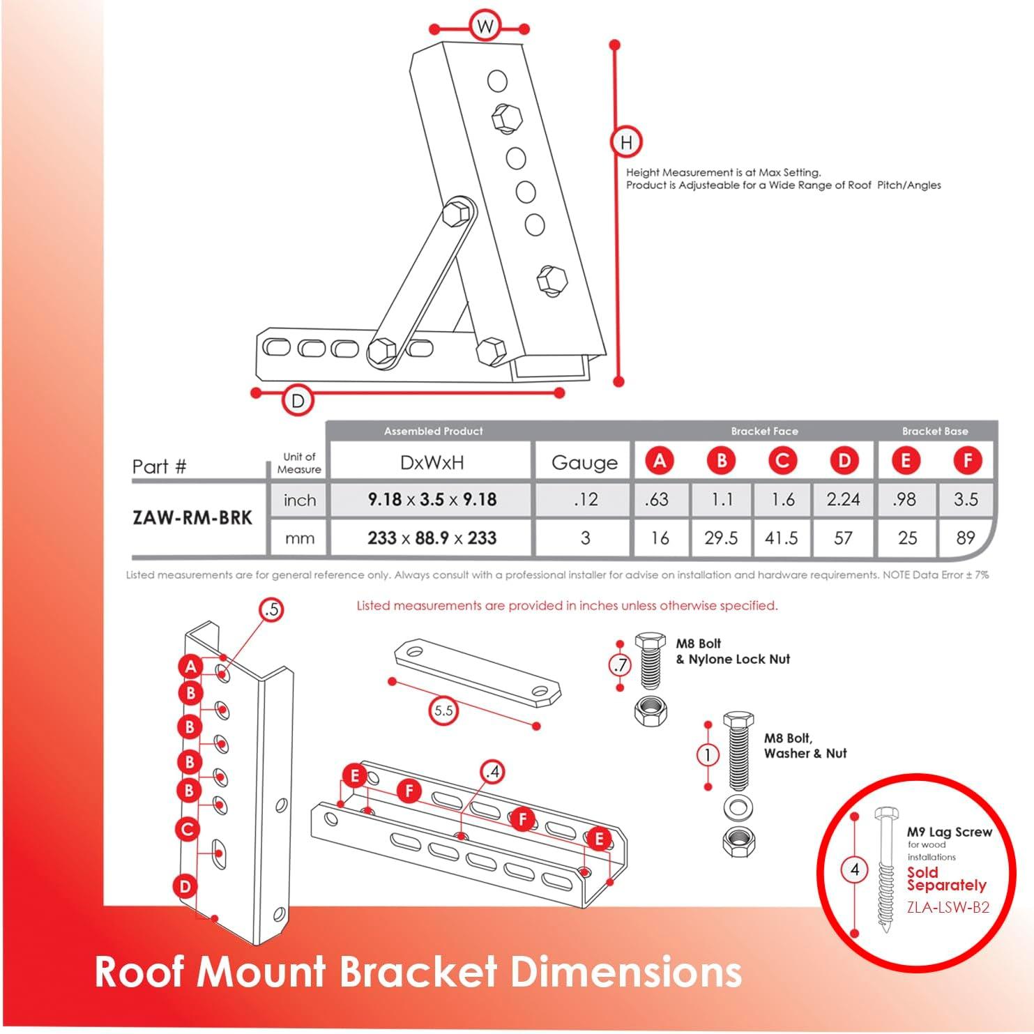 Universal Stainless Steel Exterior Roof Mount Bracket