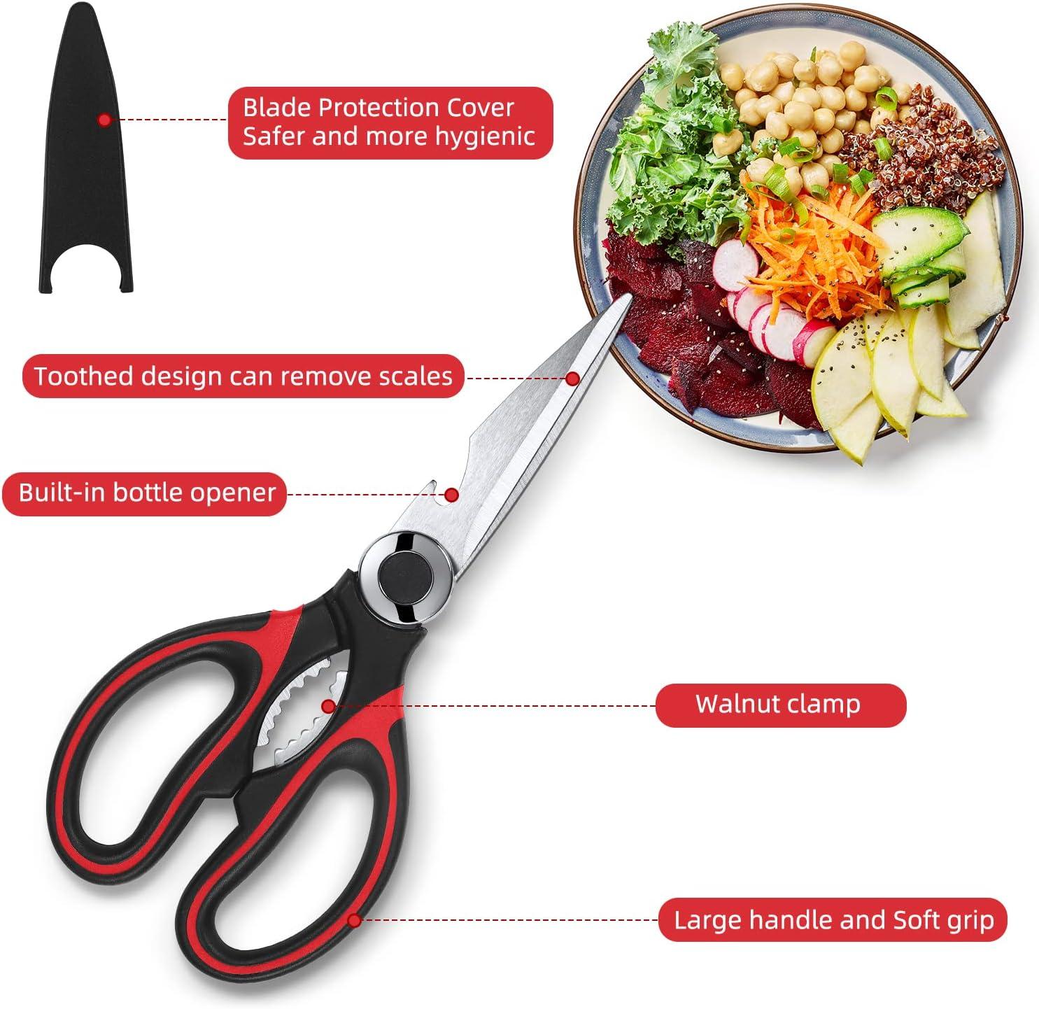 Kitchen Scissor For General Use 2-Packs,Heavy Duty Kitchen Raptor Meat Shears,Dishwasher Safe Cooking Scissors, Stainless Steel Multi-function Scissors For Food,Chicken,Poultry, Fish, Pizza