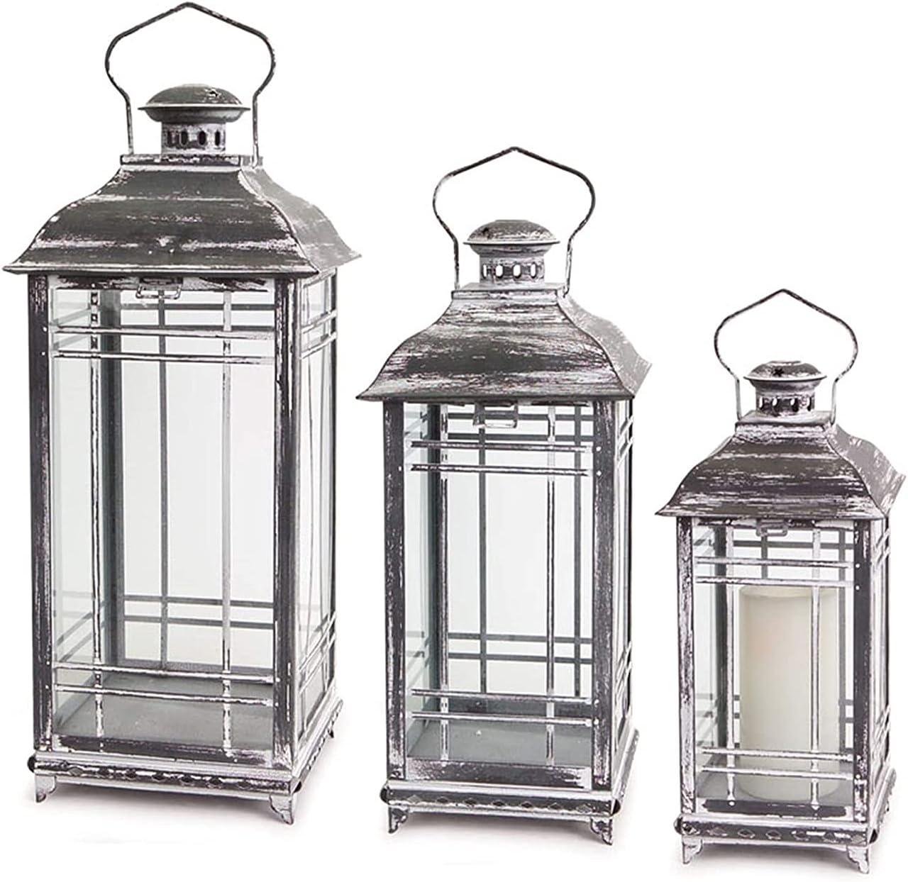 Lantern (Set Of 3) 14"H, 17"H, 20"H Metal - Glass