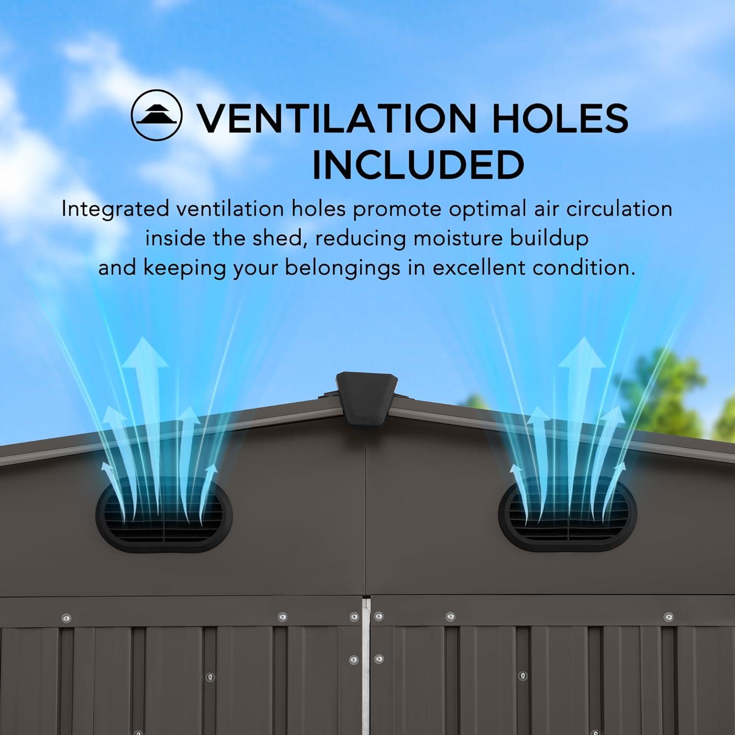 Sunjoy Sunjoy Outdoor Storage Shed 10 x 20 ft. Carport, Patio Metal Utility Large Storage Shed Garage with 2 Doors and 4 Vents, for Car, Truck, Bike, Garbage Can, Tool, Lawnmower