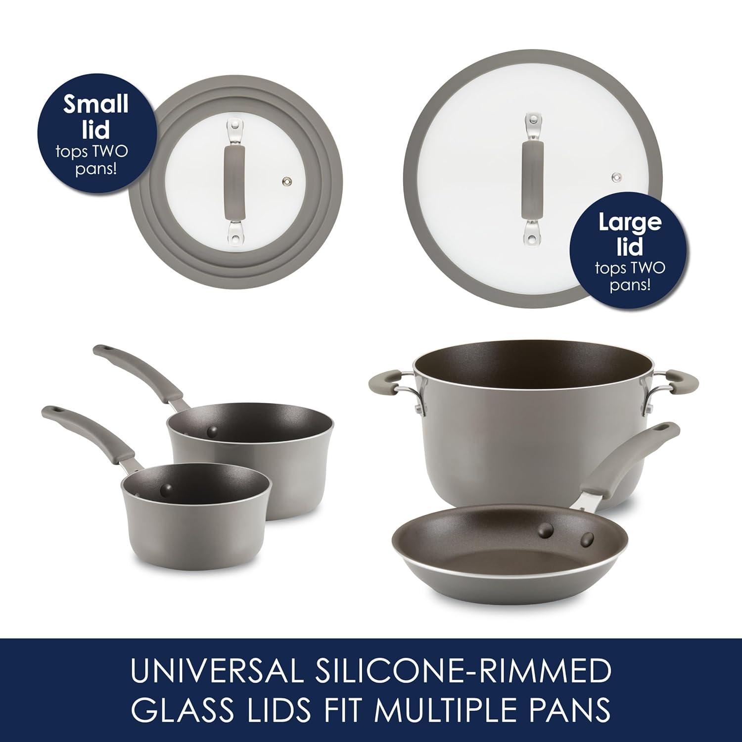 Rachael Ray Rachael Ray Cook & Create Nonstick Cookware Pots and Pans Set, 6 Piece, Gray