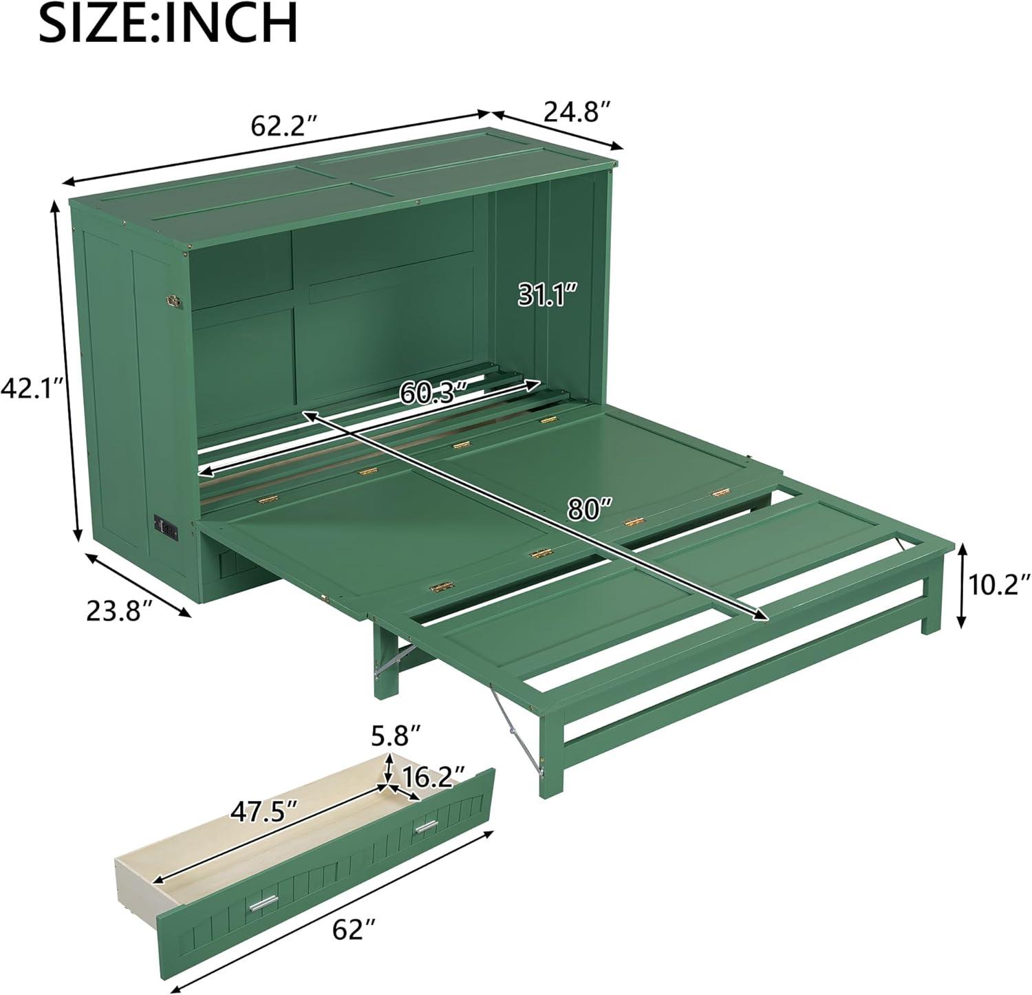 Cosmic Queen Size Murphy Bed With Built-In Charging Station