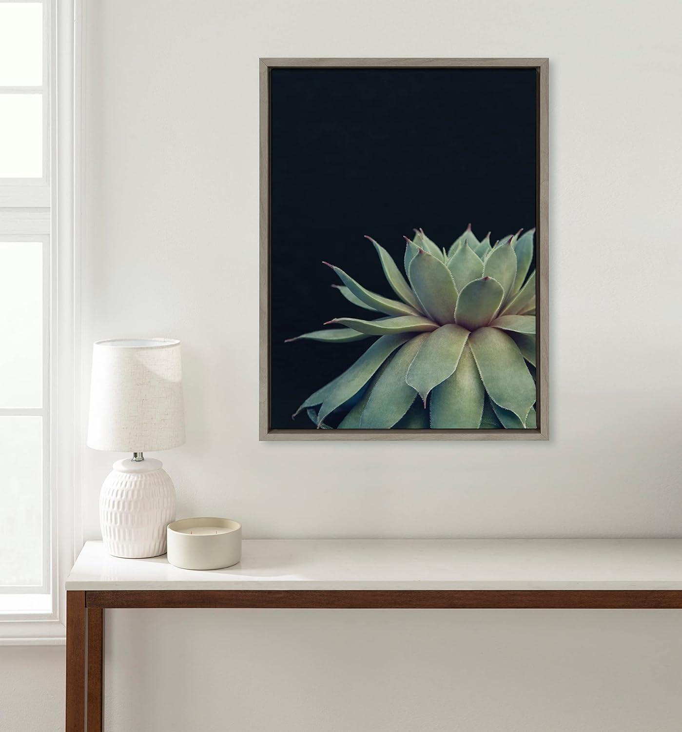 Gray Framed Succulent Canvas Wall Art, 18x24