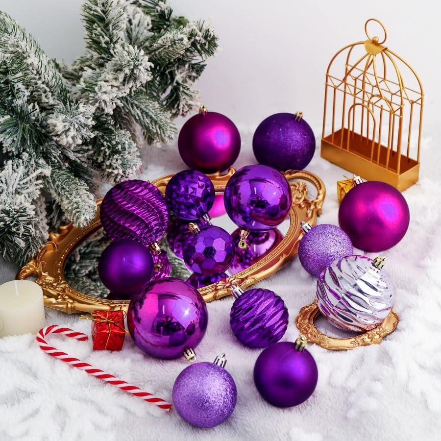 Fuebueo Clearance! 24Pcs Christmas Balls Ornaments for Xmas Christmas Tree (1.2"-3.1CM)