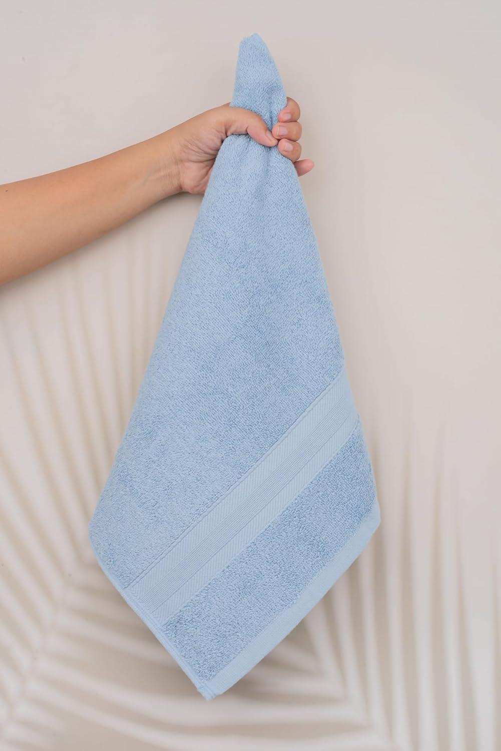 Quick-Dry, Soft & High Absorbent Washcloths Towels 13"x13" Cotton Turkish Bath Towel Set of 4 | Daily Use 100% Cotton Towels for Bathroom, Gym & More | Bathroom Towels Set (4 Pcs, Blue)