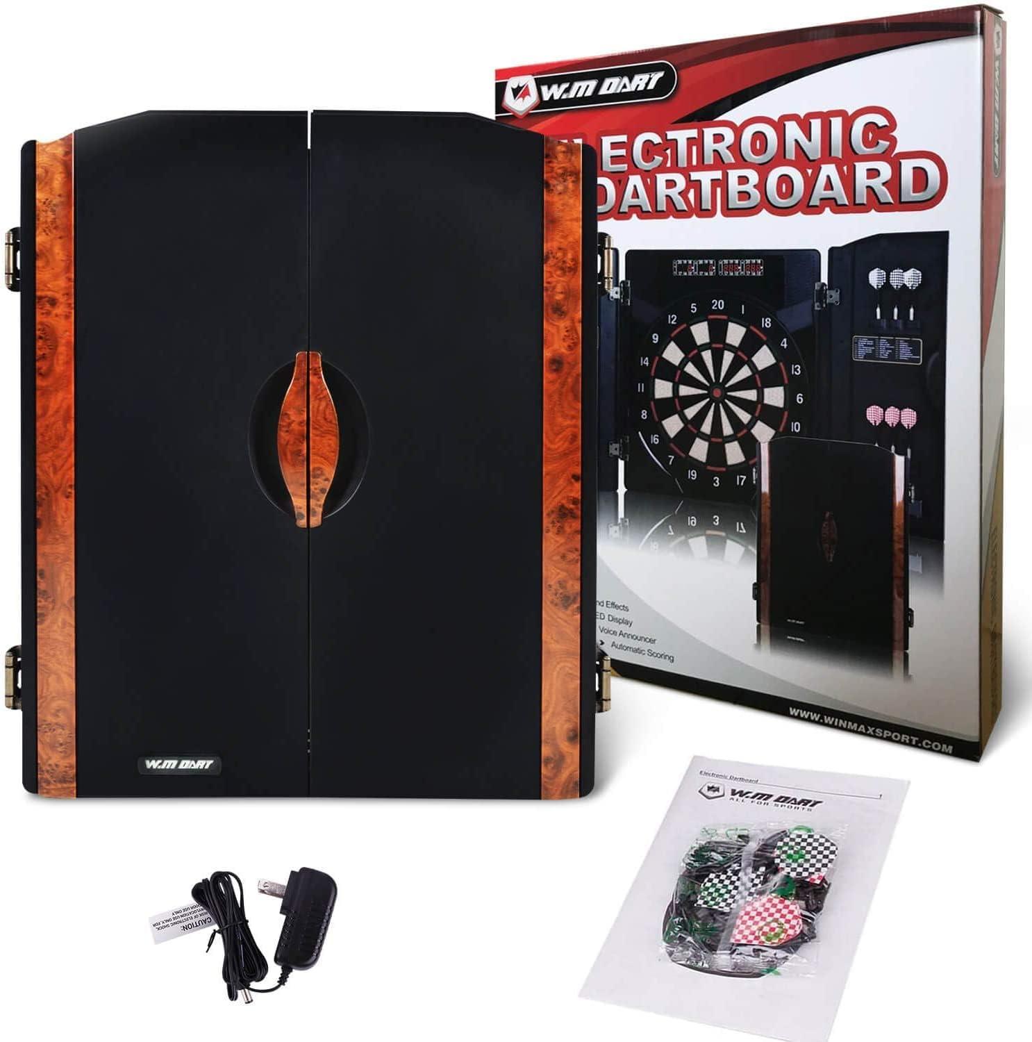 Electronic Dart Board LED Electric Digital Dart Boards for Adults with Cabinet with 12 Soft Tip Dartboard Set