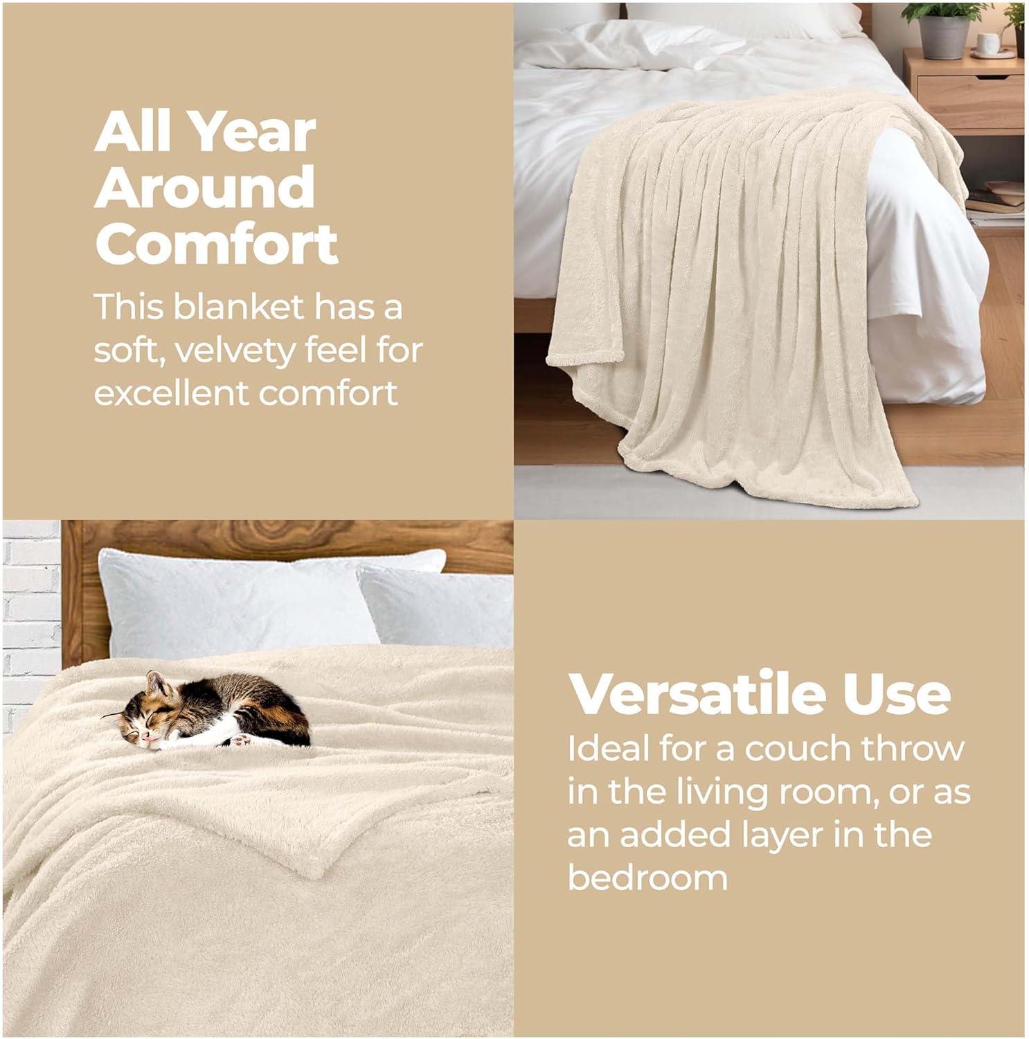 Superior Superior Solid Polyester Reversible All-Season Fleece Throws Blanket