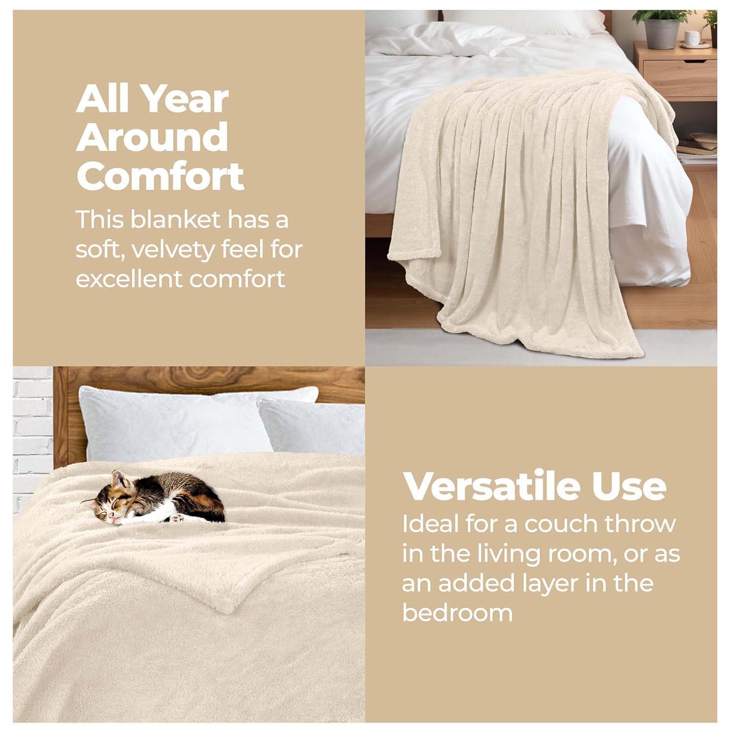 Superior Superior Solid Polyester Reversible All-Season Fleece Throws Blanket