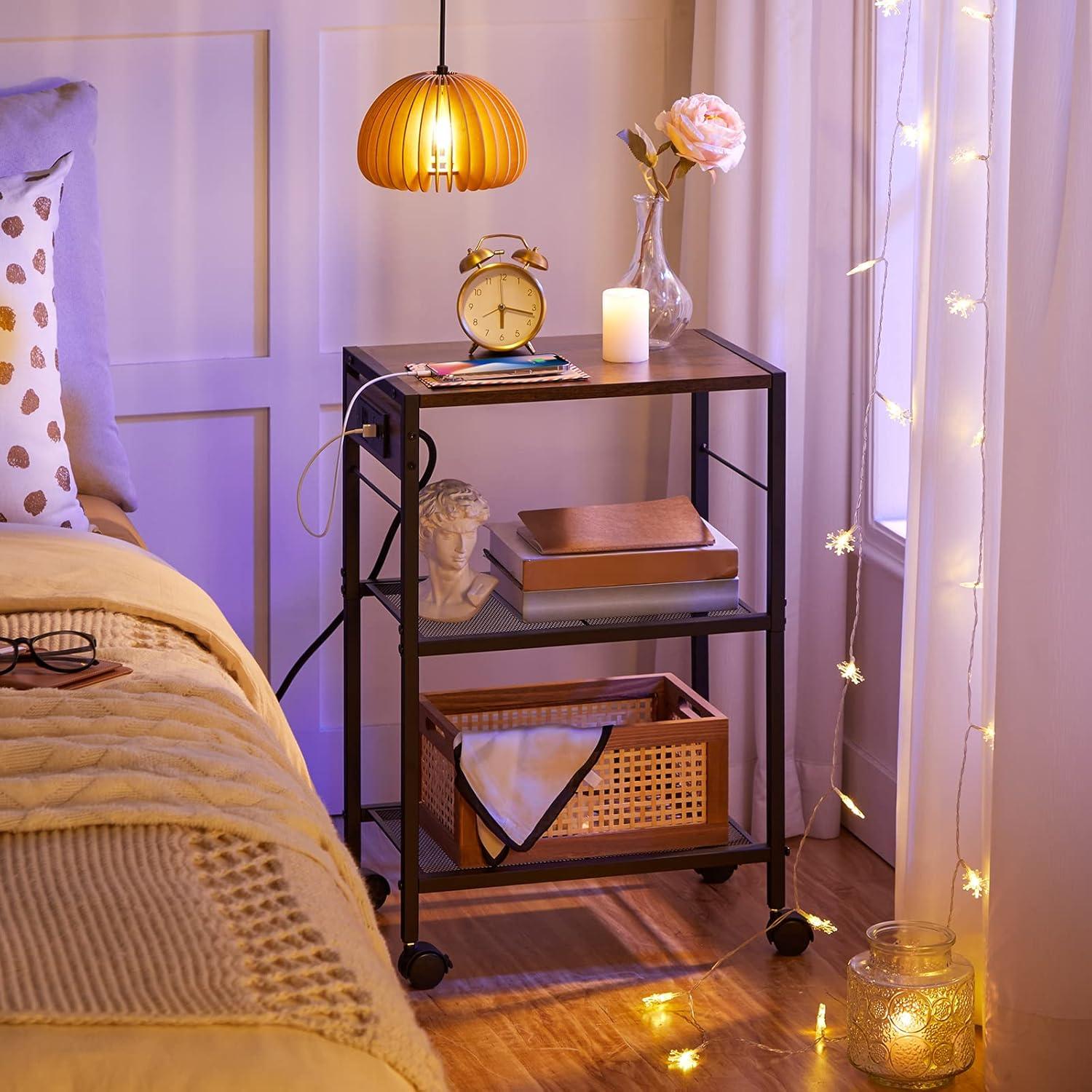 25.2'' H X 16.5'' W Mobile Printer Stand with Storage and Charging Station