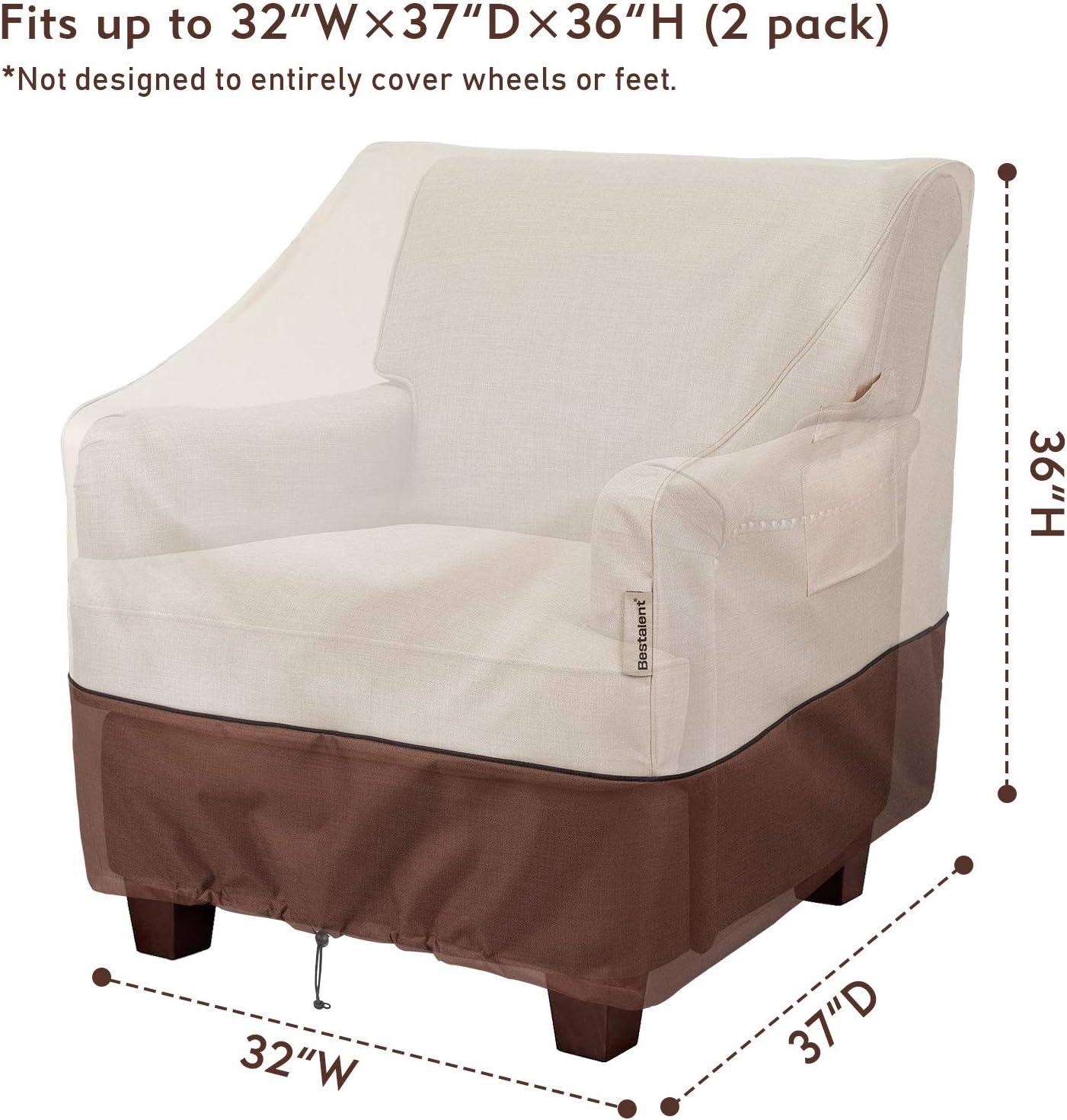 Heavy Duty Waterproof Beige and Brown Patio Chair Covers, 32" x 37" x 36"