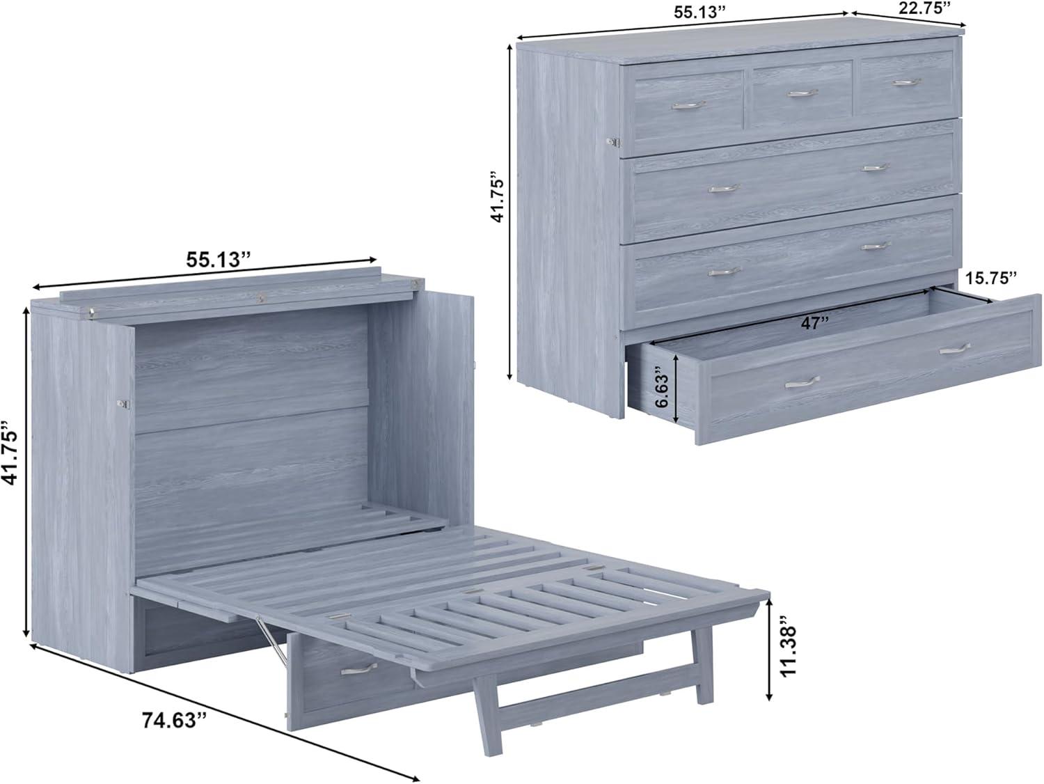 Full Northfield Murphy Bed Chest in Driftwood Grey