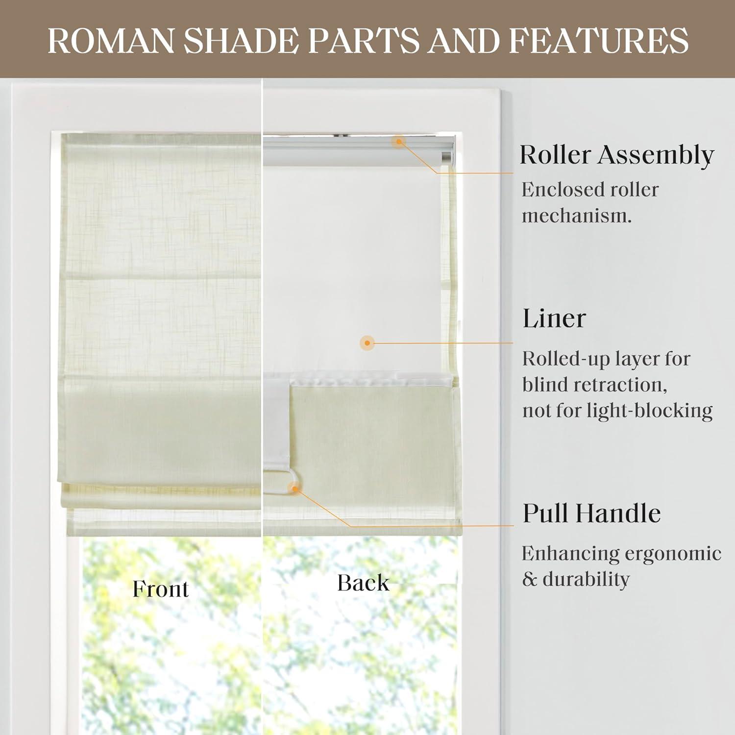 Madison Park Kyler Linen Blend Light Filtering Single Roman Shade