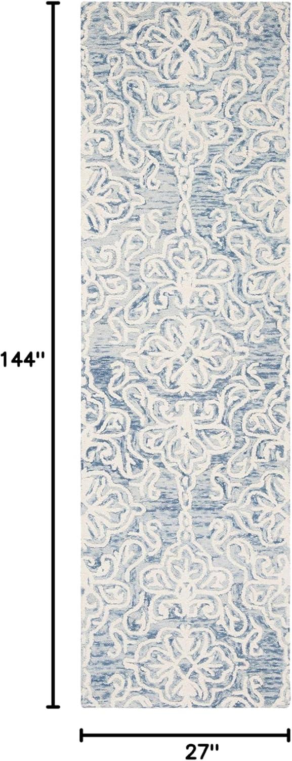 Blossom BLM112 Hand Tufted Indoor Runner Rug - Blue/Ivory - 2'3"x12' - Safavieh