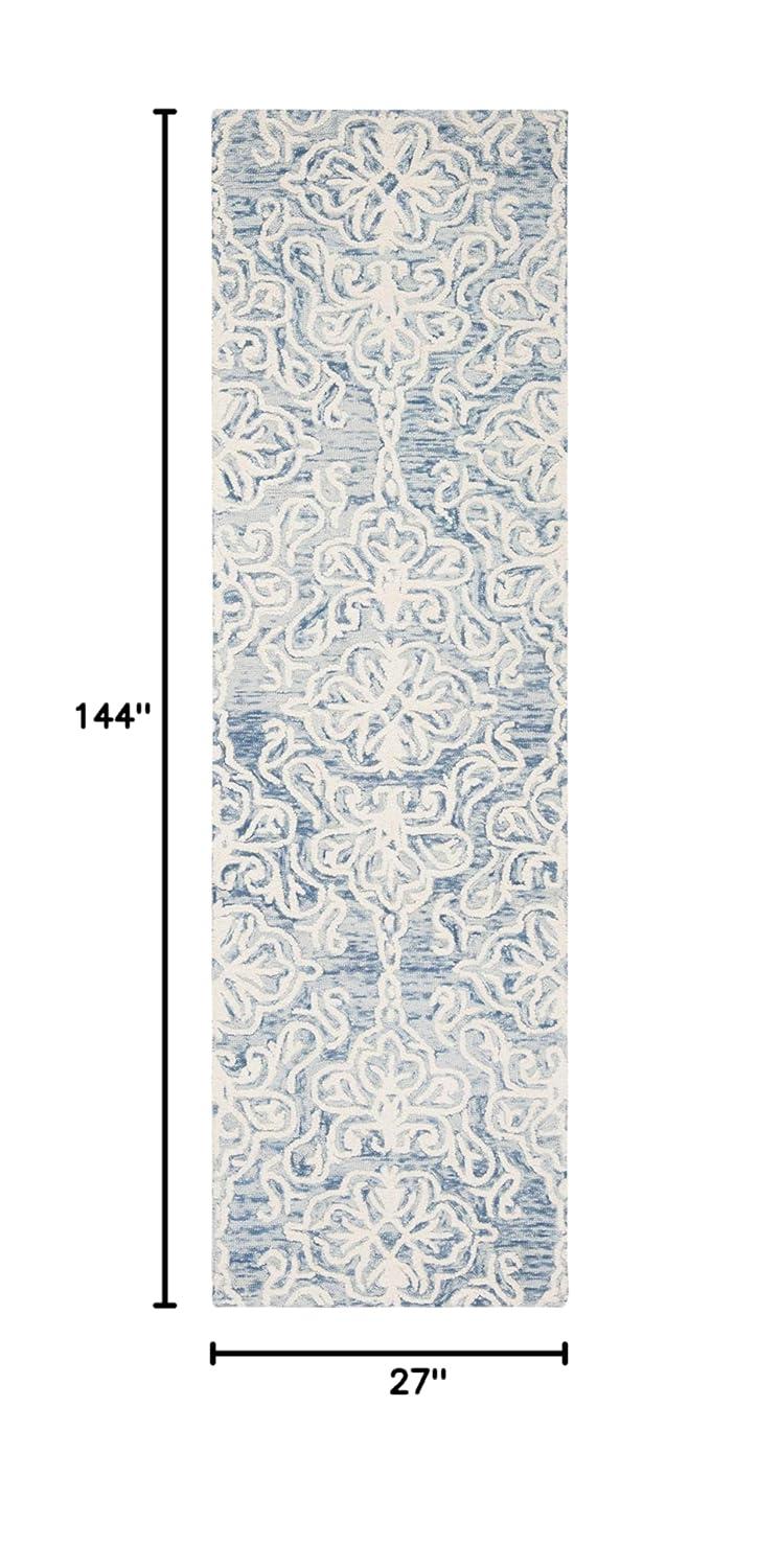 Blossom BLM112 Hand Tufted Indoor Runner Rug - Blue/Ivory - 2'3"x12' - Safavieh