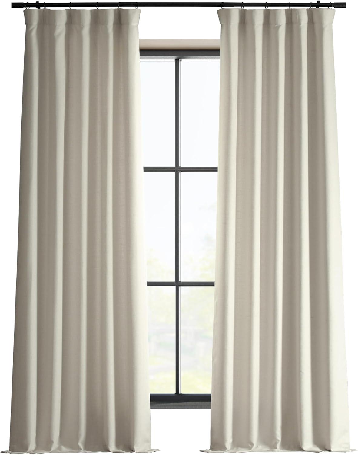 Half Price Drapes Parchment Cream Faux Linen Room Darkening Curtains for Bedroom(1 Panel),50W X 108L