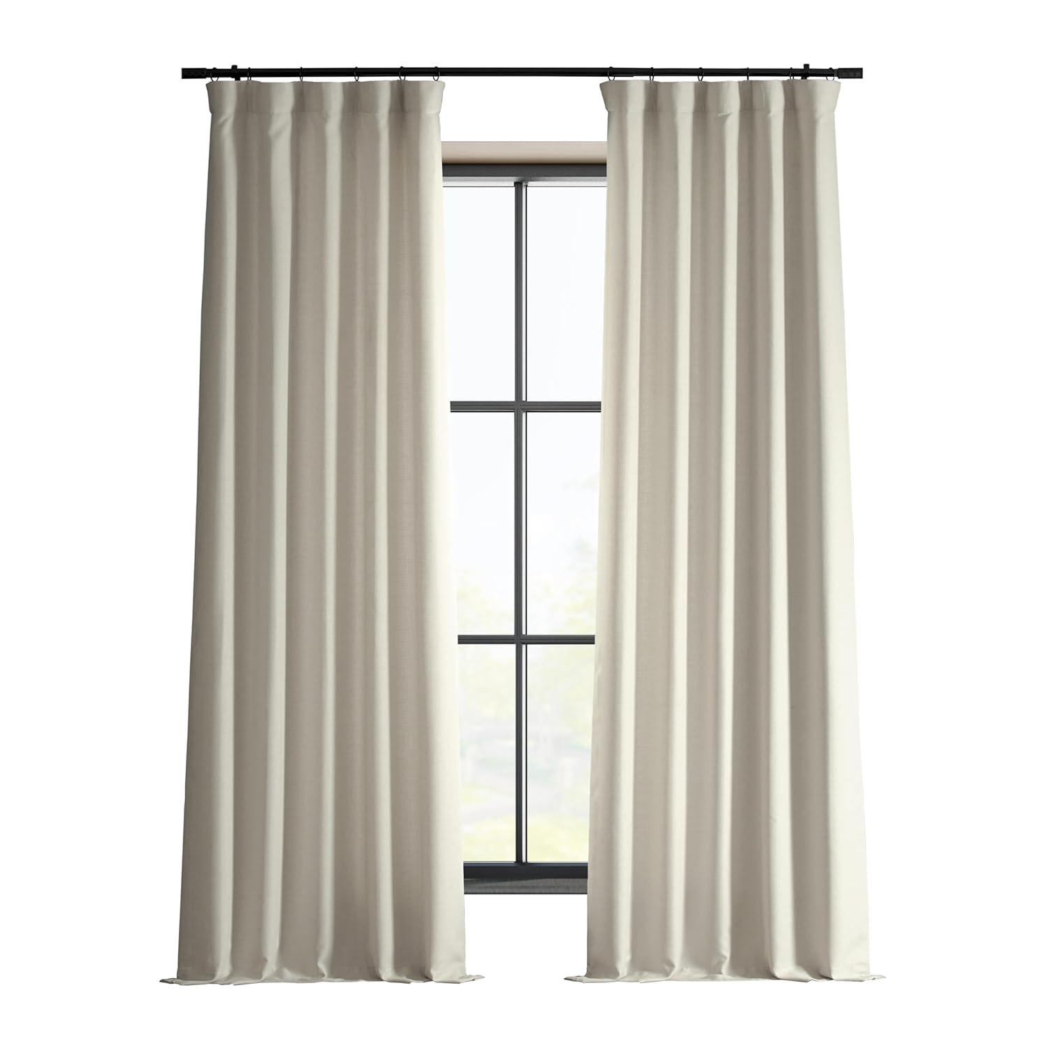 Half Price Drapes Parchment Cream Faux Linen Room Darkening Curtains for Bedroom(1 Panel),50W X 84L