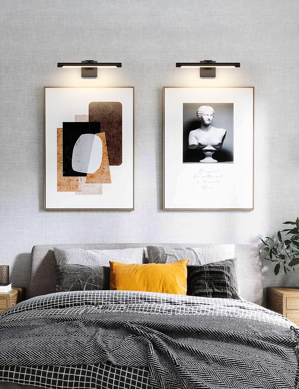 Joosenhouse LED Picture Lights for Paintings Bronze Finish 16.53" Long Swing Arm Display Wall Art Light 9W Gallery Hallway Lighting Over Pictures,Hardwired Connection 3000K,Non-Dimmable