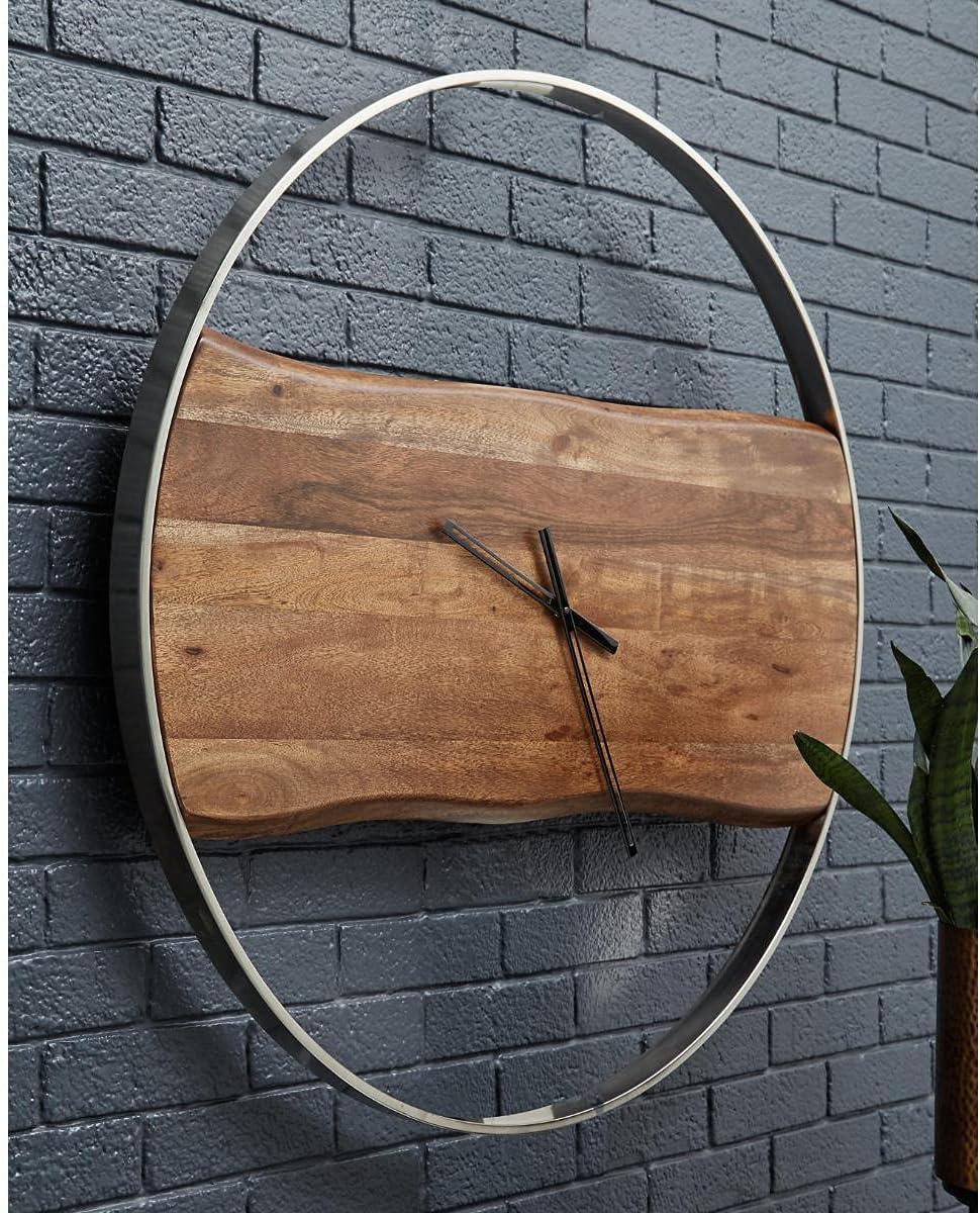 Signature Design by Ashley Casual Panchali Wall Clock  Brown/Silver Finish