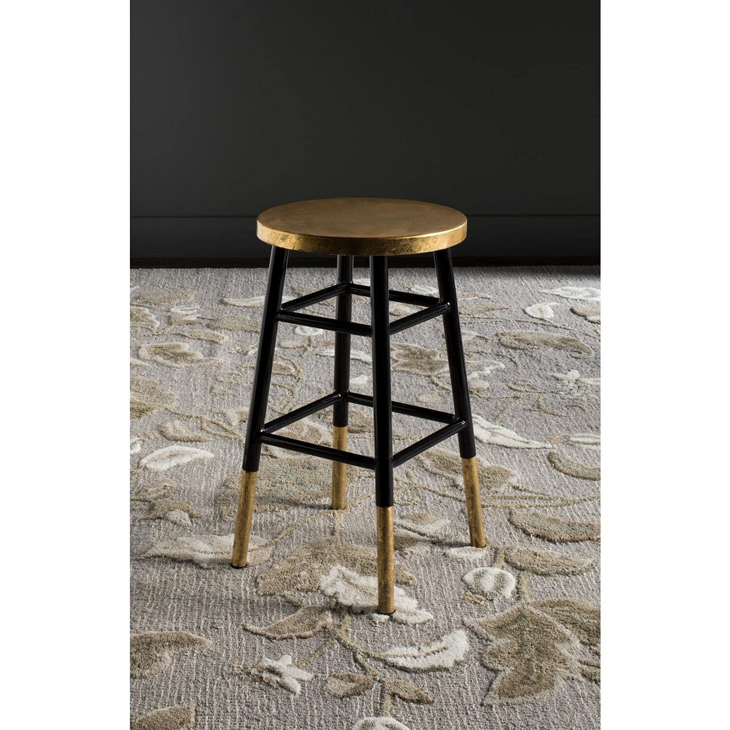 Emery Dipped Gold Leaf Counter Stool - FOX3231 - White/Gold - Safavieh Couture