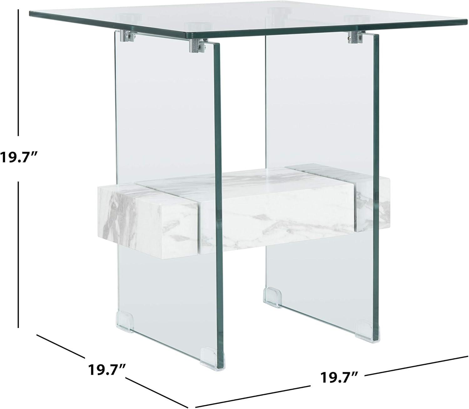 Kayley Accent Table - Glass/Faux White Marble Shelf - Safavieh.